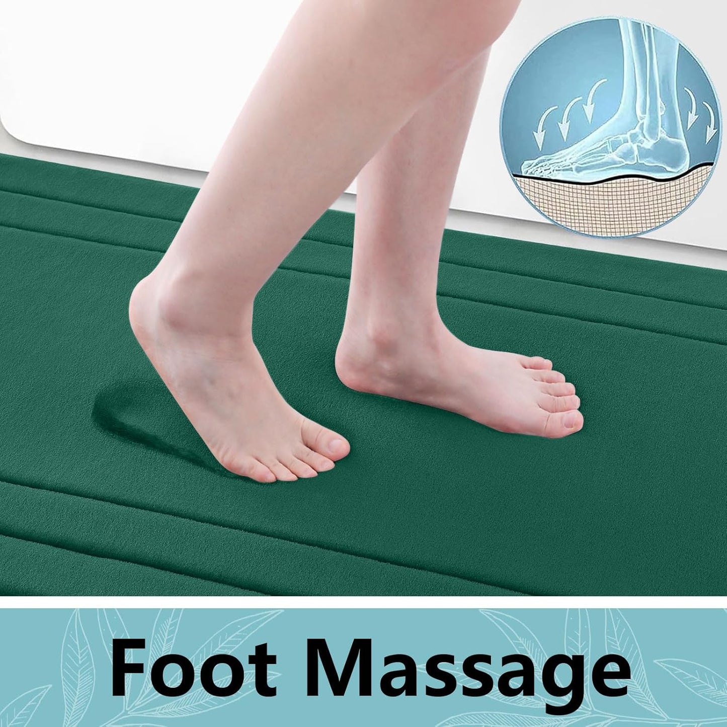 Arotive Memory Foam Bathroom Rug Mat 24x16, Ultra Soft and Absorbent Bath Mat, Machine Wash Dry, Comfortable Bath Rug Carpet for Bathroom Floor, Tub and Shower, Dark Green