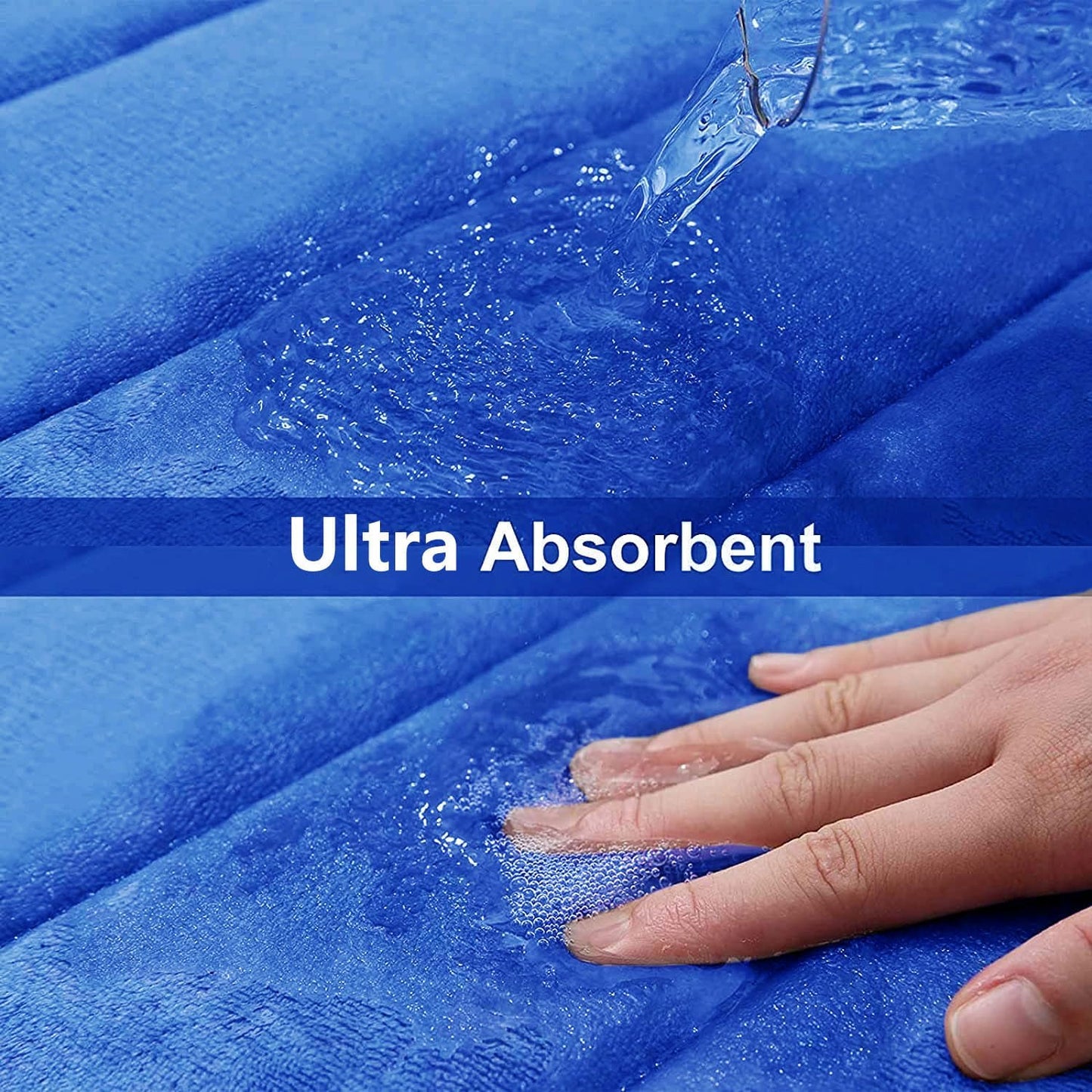 Buganda Memory Foam Bath Mat, 47" x 17", Ultra Soft and Non-Slip Bathroom Rugs, Water Absorbent and Machine Washable Bath Rug Runner for Bathroom, Shower, and Tub, Royal Blue