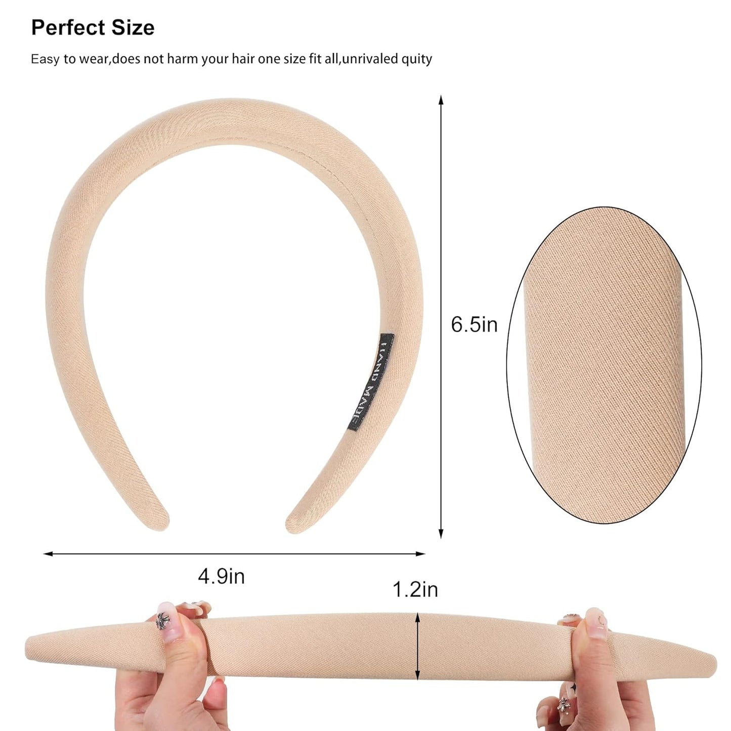 Ivyu Padded Headbands for Women- 3 Pcs Diademas Para Mujer De Moda Fashion Headband Hair Bands Neutral Puffy Headband