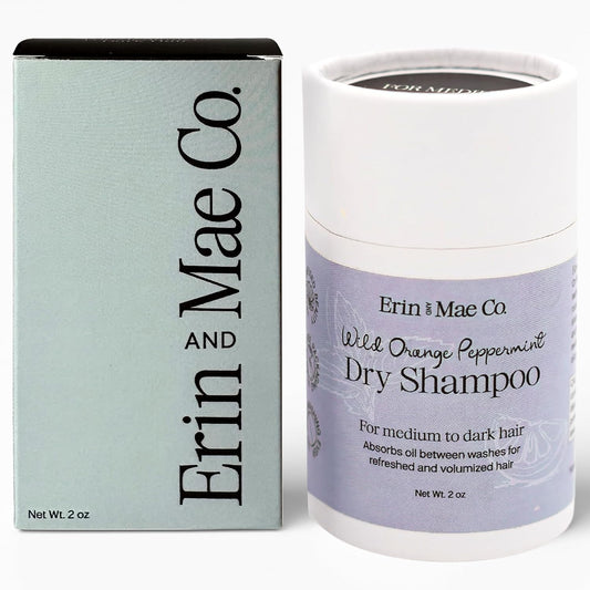 Dry Shampoo Powder | Natural Refreshing Non-Aerosol Organic Shampoo For Women & Men | Artificial Fragrance Free With Less Grease | Travel Size Eco-Friendly Paper Shaker Tube | Medium Dark Hair - 2oz