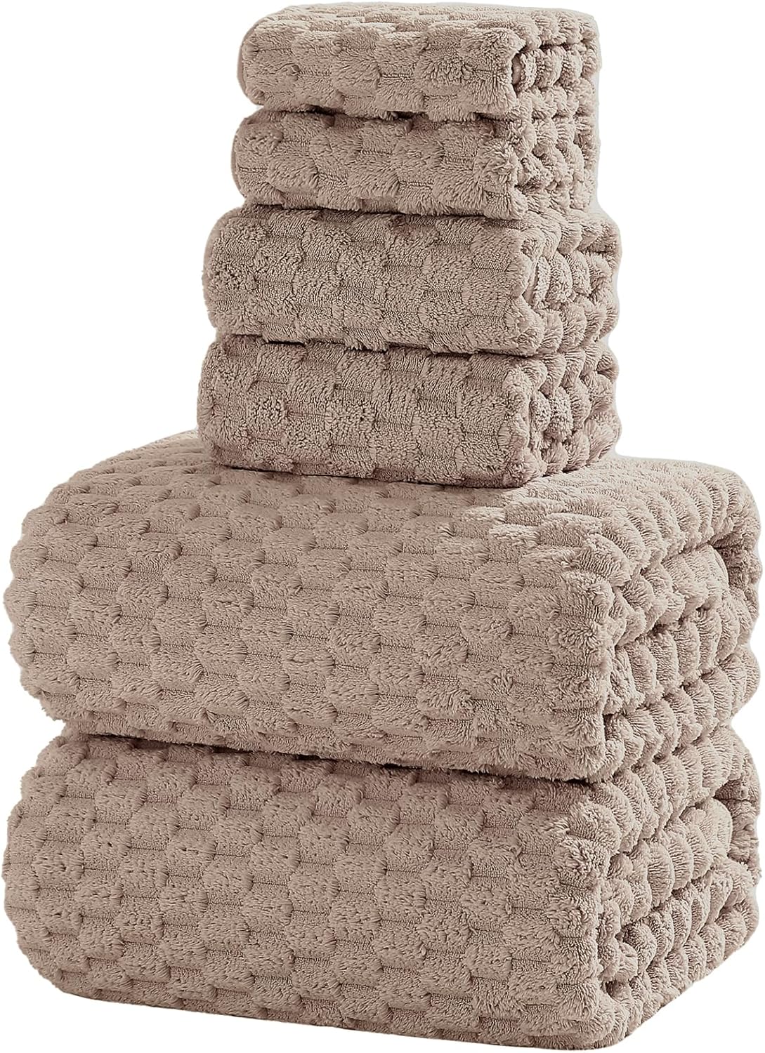 Extra Large Bath Towel Set of 6 (40"x80"),Oversized Bath Sheet Super Soft Highly Absorbent Microfibers Quick Dry Luxury Shower Towel for Bathroom Spa Gym Hotel Yoga (Beige, 6Piece)