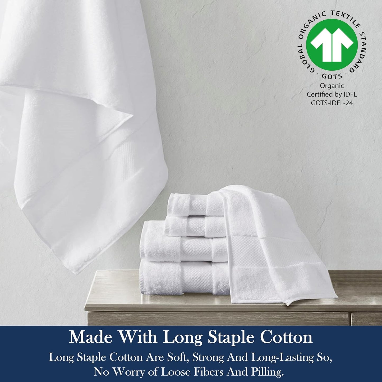 Delara Organic Cotton Luxuriously Plush Bath Towel 20 Piece Set|GOTS & Oeko-TEX Certified|Premium Hotel Quality Towels|Feather Touch Technology|650 GSM Long Staple|Soft, Quick Dry & Ultra-Absorbent