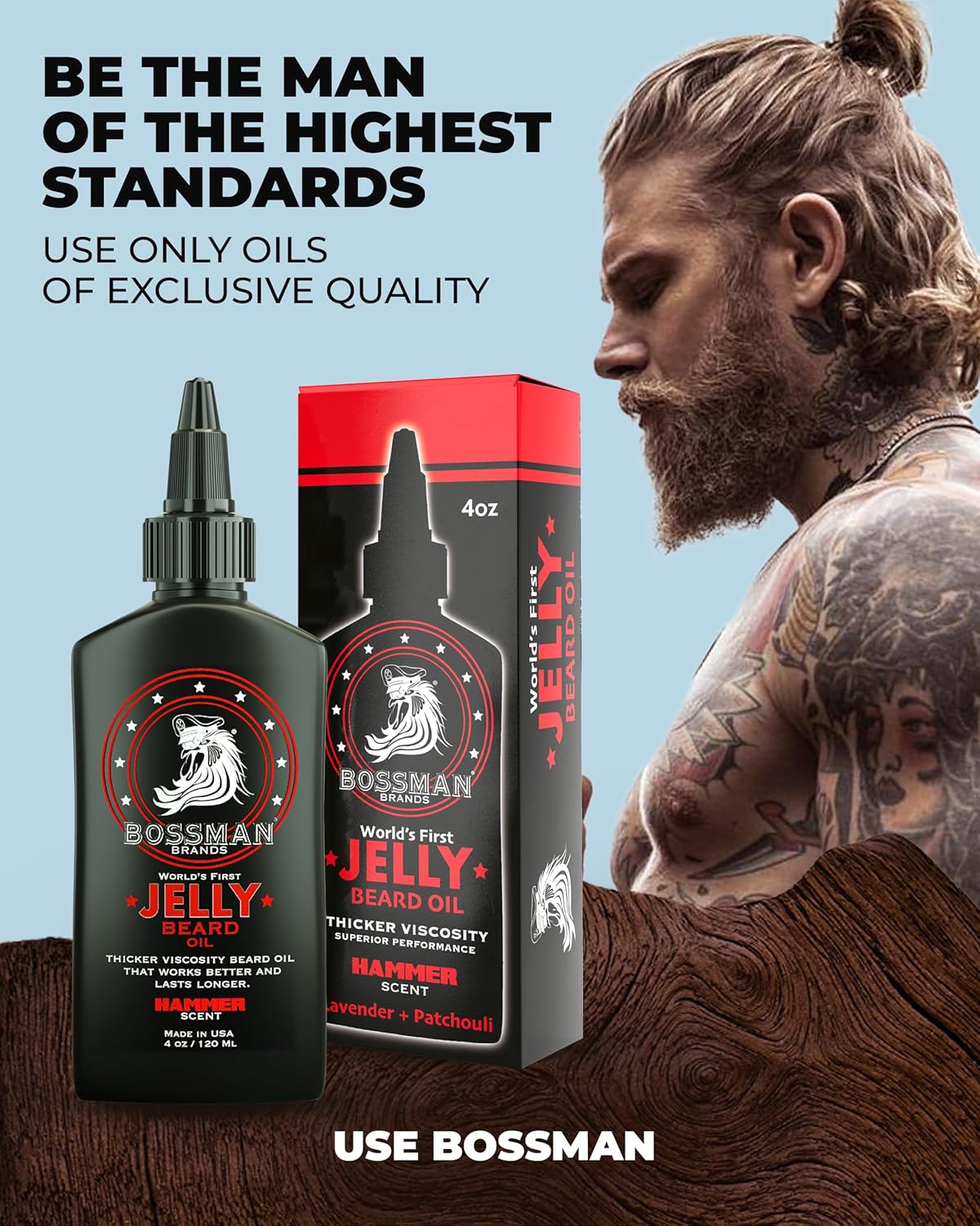 Bossman Beard Oil Jelly and Relaxing Beard Balm Combo - Hammer Scent