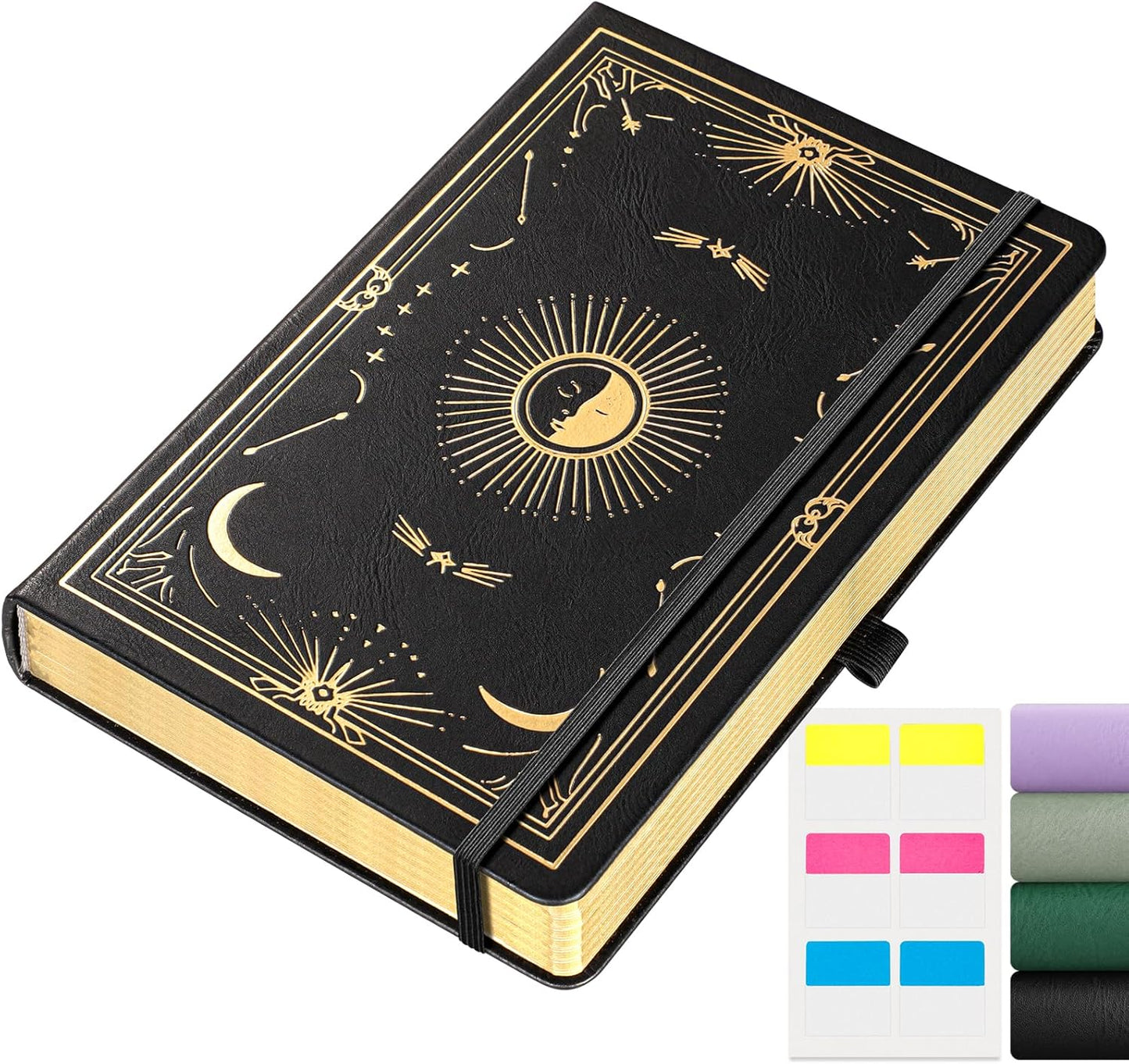 Lined Journal for Women Men, 192 Pages A5 Notebook Journal, Hardcover Notebook with 100Gsm Thick Pages, Leather Note Book for Writing, Travel, Business, Office, Prayer 5.7 x 8.3,Black