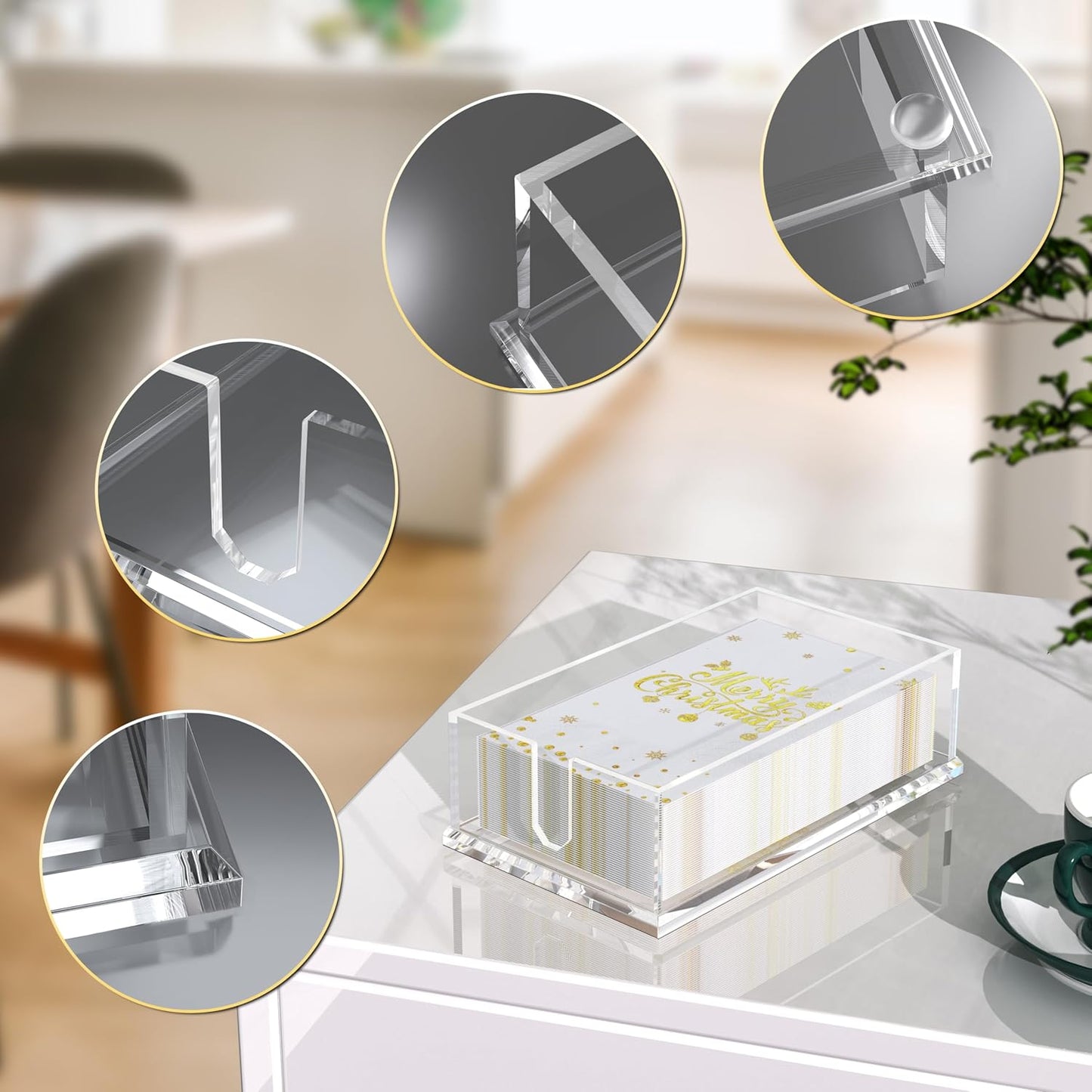 Napkin Holder for Table, Acrylic Guest Towel Holder for Bathroom, Clear Disposable Paper Hand Towels Tray for Kitchen, Buffet Napkin Paper Tray Napkin Caddy for Home Party 0.16+0.31in Thickness