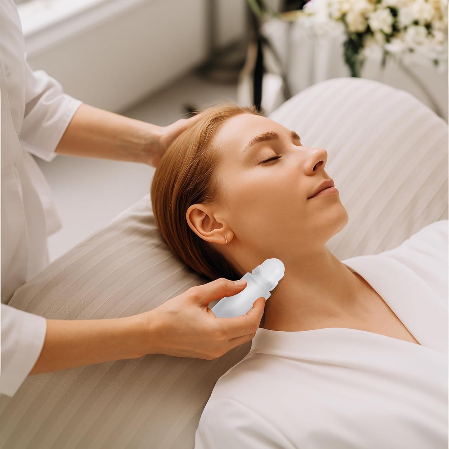 Essential Oil Roller Bottles, 2PCS (50ml/30ml) Thick Glass Perfume Roller Bottles with Funnel and Dropper Glass Empty Bottles Beauty and Personal Care Tools for Fragrance (White, 30ML)