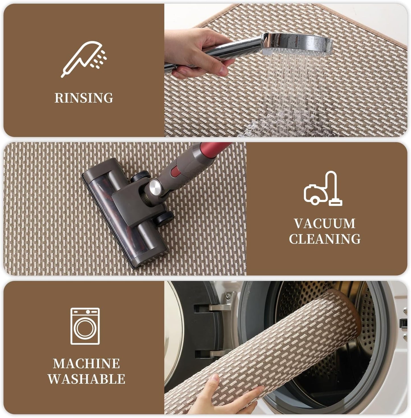 RESARE Non Slip Bathroom Runner - Machine Washable Bath Rugs, Super Absorbent Bath Mat Quick Dry Bath Runner, Bath Mat Ultra Soft Rugs for Bathroom Floor, 20"x70" Brown