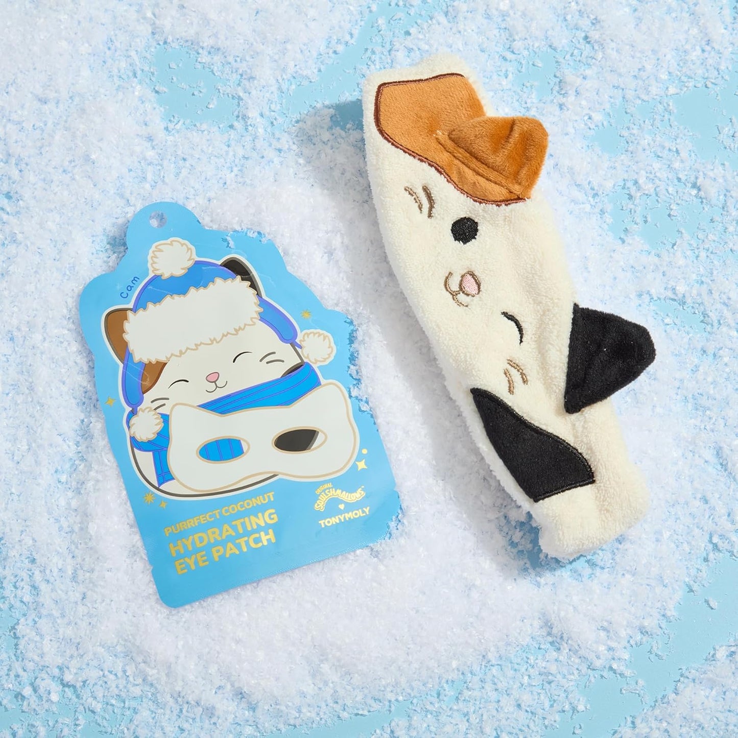 TONYMOLY x Squishmallows Cam Spa Day Set | Hydrating Coconut Eye Mask + Plush Cat Spa Headband | Limited Edition Holiday Gift Set for Relaxation, Skincare, and Self-Care at Home