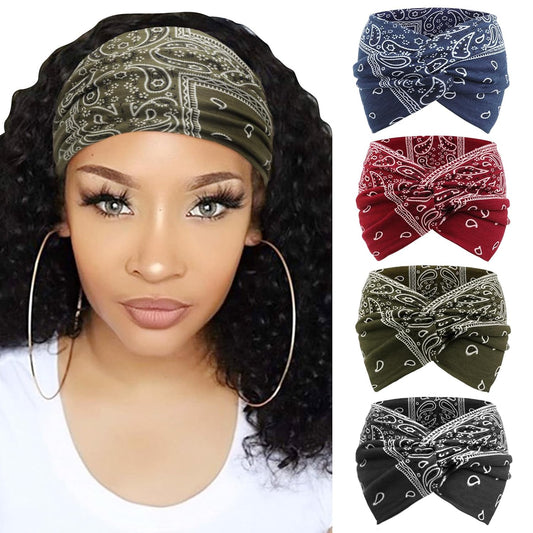 DRESHOW 4 Pack Turban Headbands for Women Wide Vintage Head Wraps Knotted Cute Hair Band Accessories
