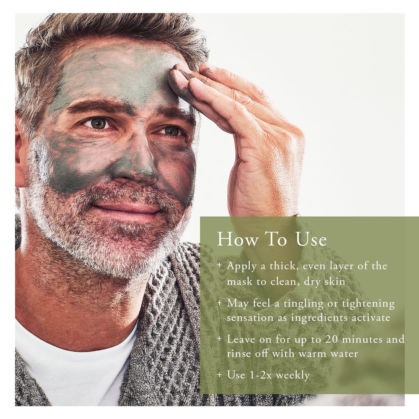 Caldera + Lab The Deep | Men's Organic Hydrating Clay Face Mask for Dry, Sensitive, & Normal Skin – Vegan, Natural & Antioxidant Packed Exfoliating Skincare Facial Treatment