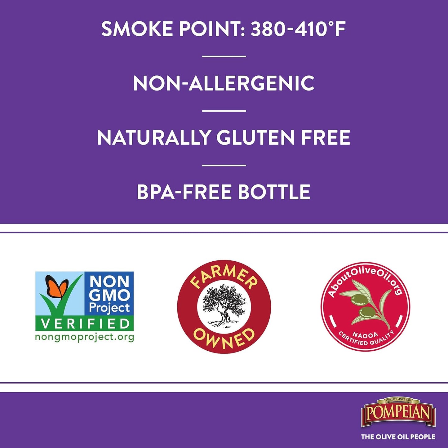 Pompeian Smooth Extra Virgin Olive Oil, Contains Polyphenols, First Cold Pressed, 32 Fl Oz