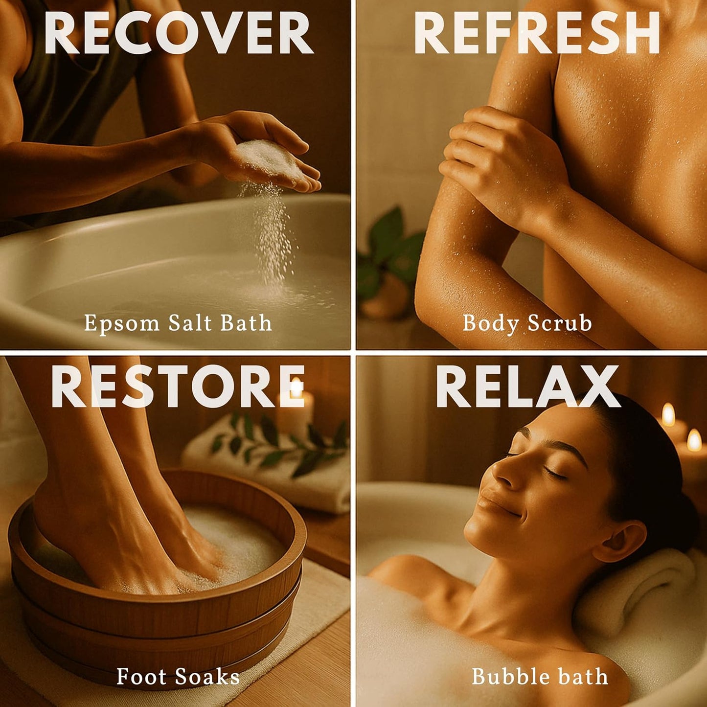 Epsom Salt Plus Bubbles – Pure Unscented Foaming Bath Soak – Magnesium Sulfate for Muscle Recovery, Stress Relief & Relaxation – Great for Aromatherapy – 12 oz