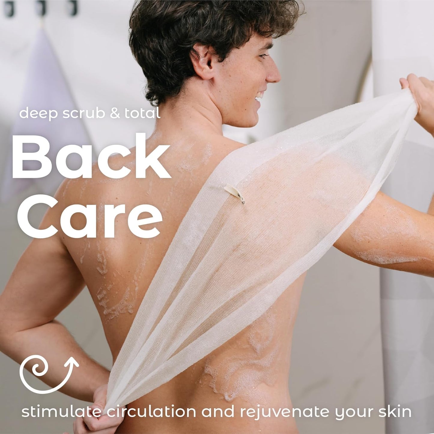 MainBasics Exfoliating Shower Towel - Japanese Nylon Bath Towel and Body Washcloth, Quick-Dry, Durable, Deep Exfoliation (Set of 3, Airy Blossom)