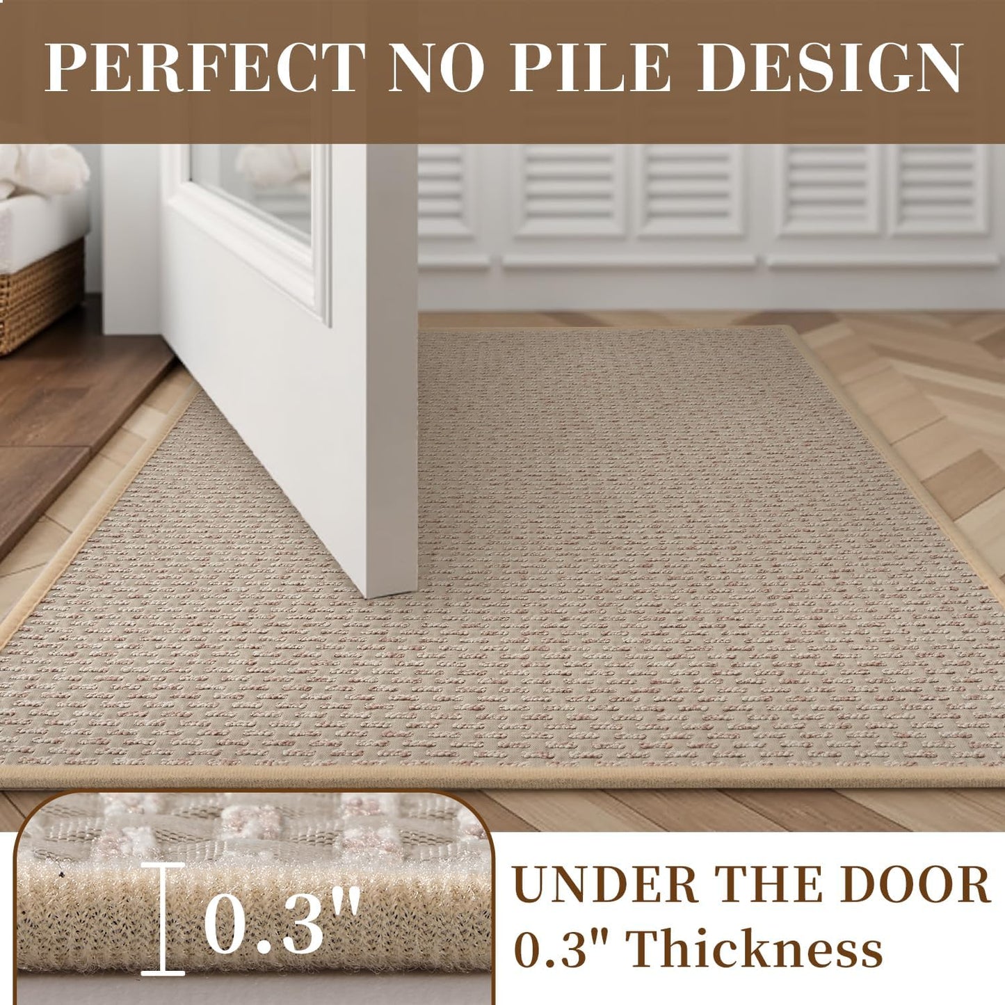 RESARE Non Slip Bath Mat - Machine Washable Bathroom Rugs, Super Absorbent Bath Mat Quick Dry Bathroom Mat, Bath Rugs Ultra Soft Rugs for Bathroom Floor, 24"x35" Beige