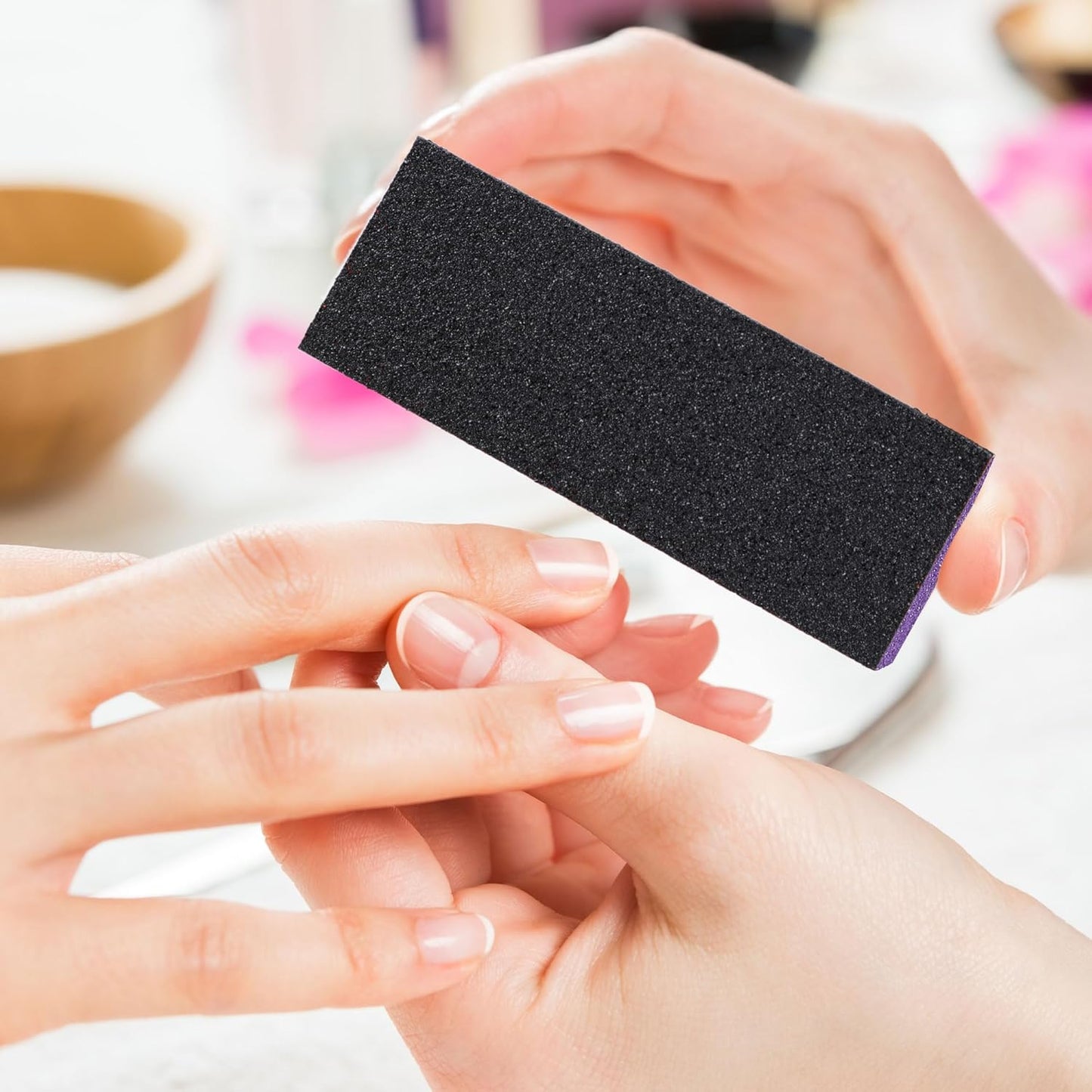 uxcell 4 Way Nail File, 2 Pcs Nail Buffer Sanding Block Manicure Art Tool Shiner Polisher for Women and Men, Sponge Nail Polishing Tool Kits for Professional Salon Home Use, Black Purple