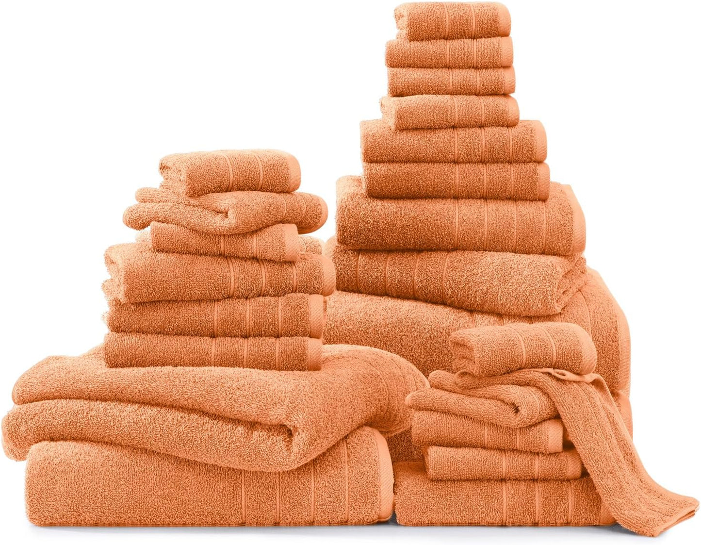 Casa Platino Bath Towel Set 24 Pieces – 100% Cotton, Soft & Absorbent, Ring Spun Fabric, Great for Home & Guests, Large Towels with Excellent Coverage, Quick Drying – Peach Fuzz