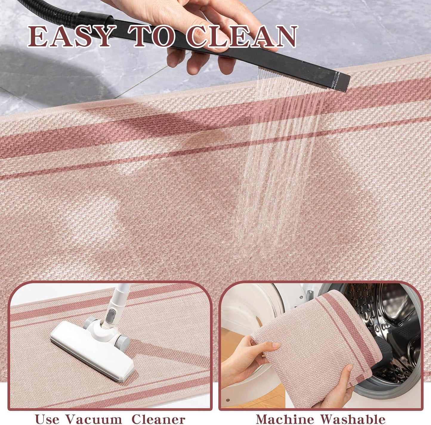 chakme Bathroom Rugs Mat 24x17, Ultra Thin Non Slip Bath Mat Small Quick Dry Absorbent Bath Mat for Bathroom Floor, (Light Pink, 24"x17")