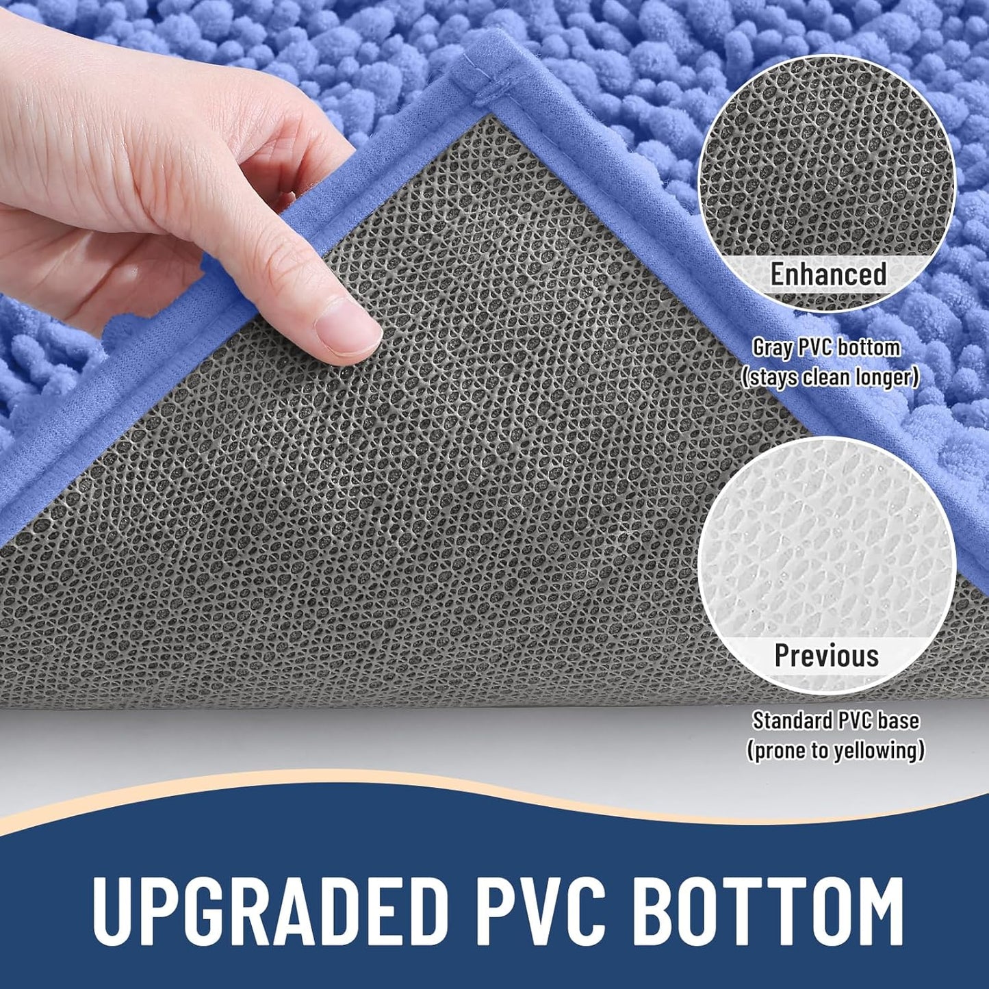 Arotive Luxury Chenille Bathroom Rug Mat, Extra Soft Thick Absorbent Shaggy Bath Rugs, Non-Slip Machine Wash Dry, Plush Bath Mats for Bathroom, Shower and Tub, 30x20, Cornflower Blue