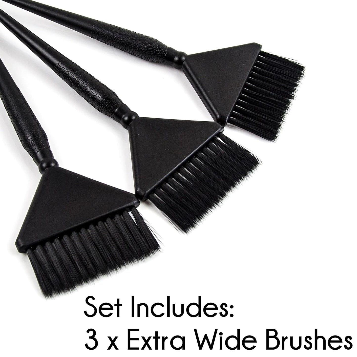 3 Extra Wide Hair Dye Applicator Brushes - Color Brush Set for Root Touch Up (Black)