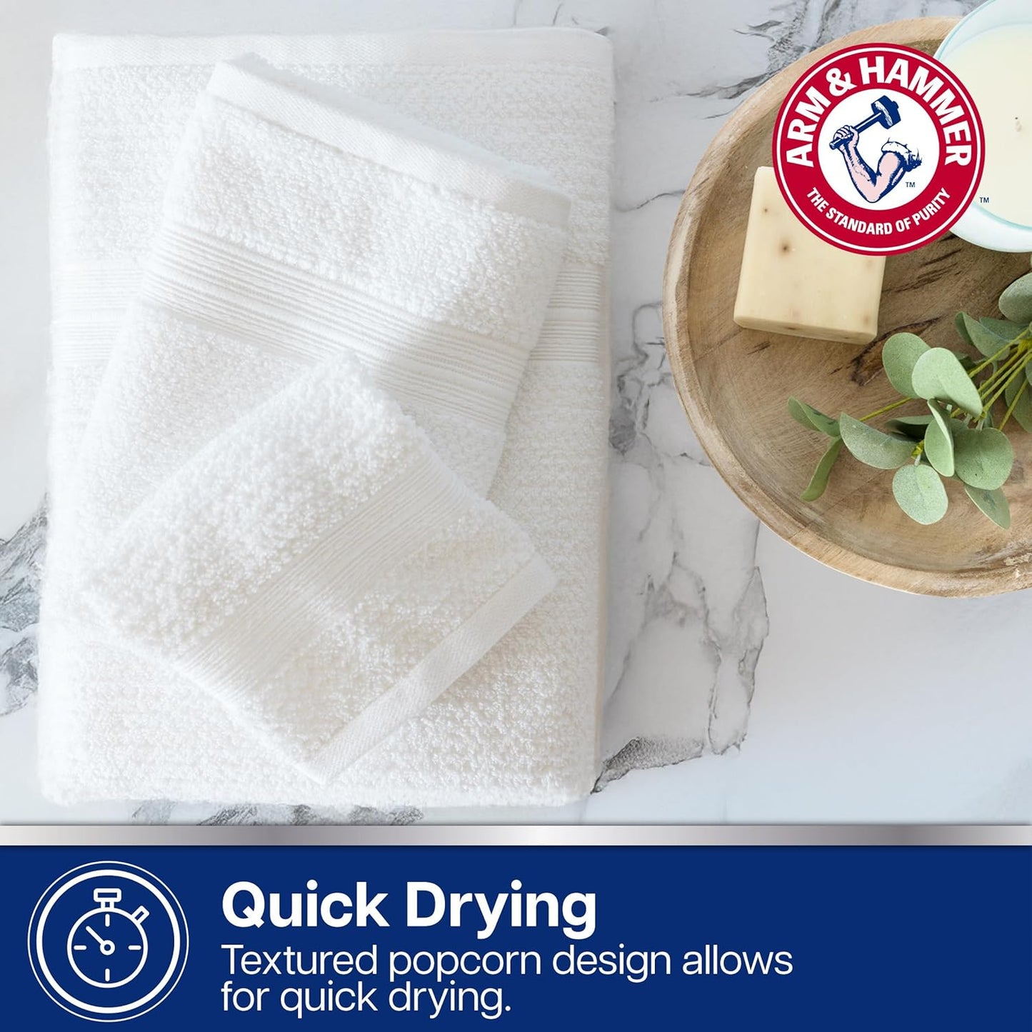 Arm & Hammer Quick Dry Bath Towels, 4 Piece, Grey
