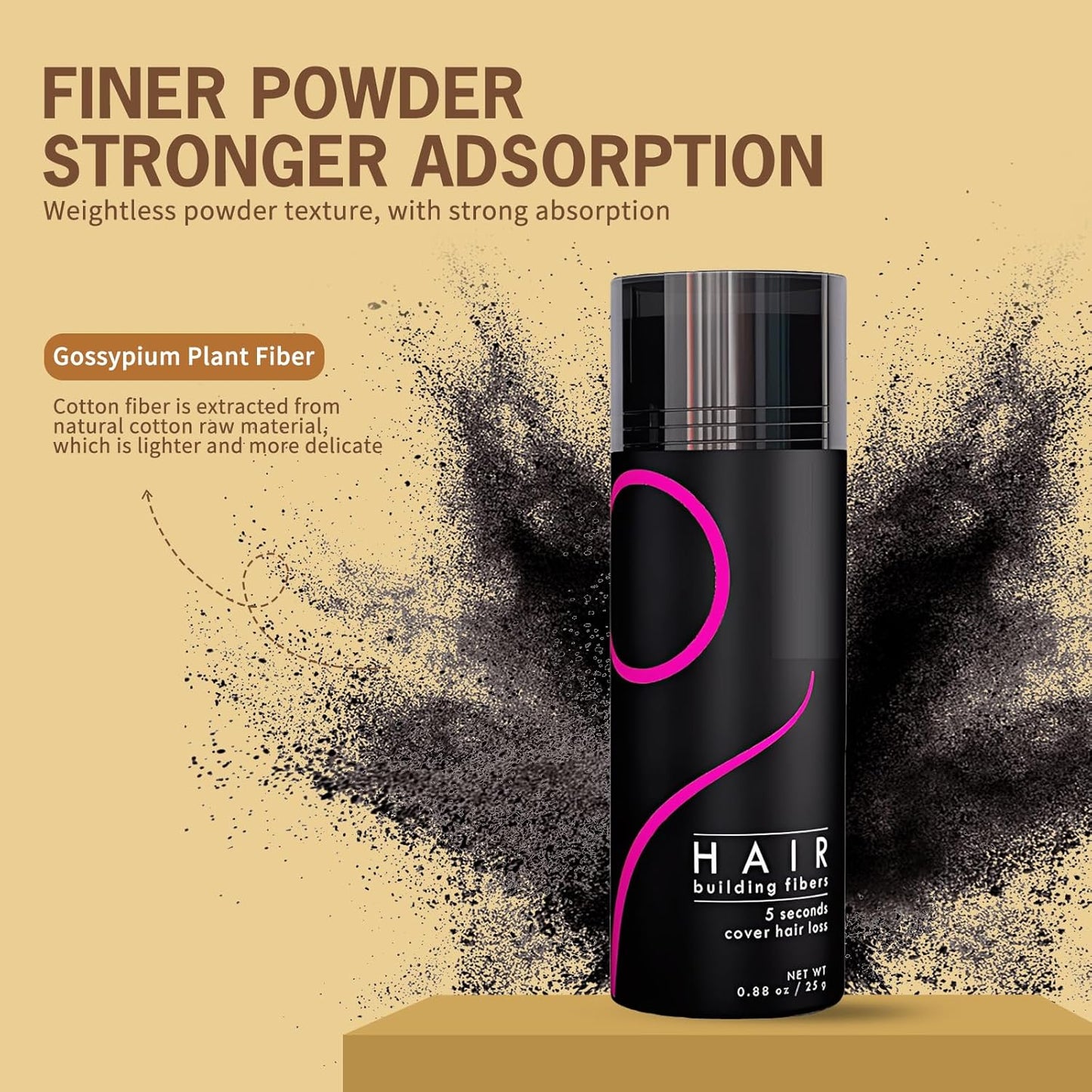 Hair Fibers Hair Building Fibers Undetectable Hair Fuller Thicker,Instantly Cover Sparse Hair 25g/0.88oz (black)