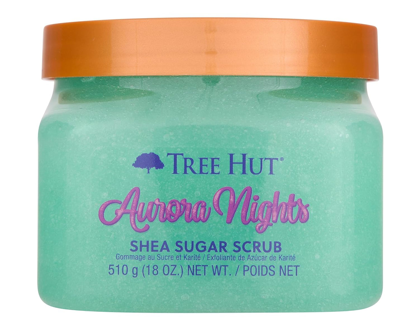 Tree Hut Aurora Nights Shea Sugar Scrub, Exfoliating, Hydrating & Moisturizing Body Scrub with Shea Butter & Nourishing Essential Oils, Smooth & Soften Skin, 18 oz