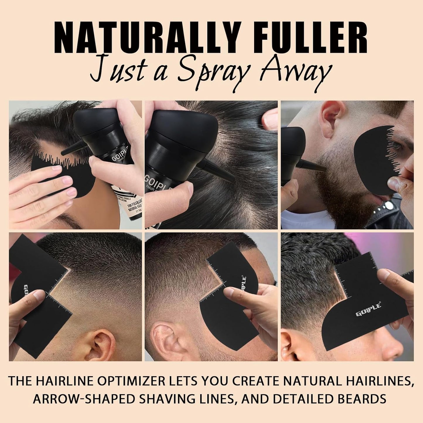 Hair Thickening Fibers&Pump Applicator Set Professional Hair Styling Set- Hair Fibers Barber Enhancement Spray for Mens Hair&Beard- Hairline Enhancer & Volumizing Spray Barber Enhancement Card(Black)