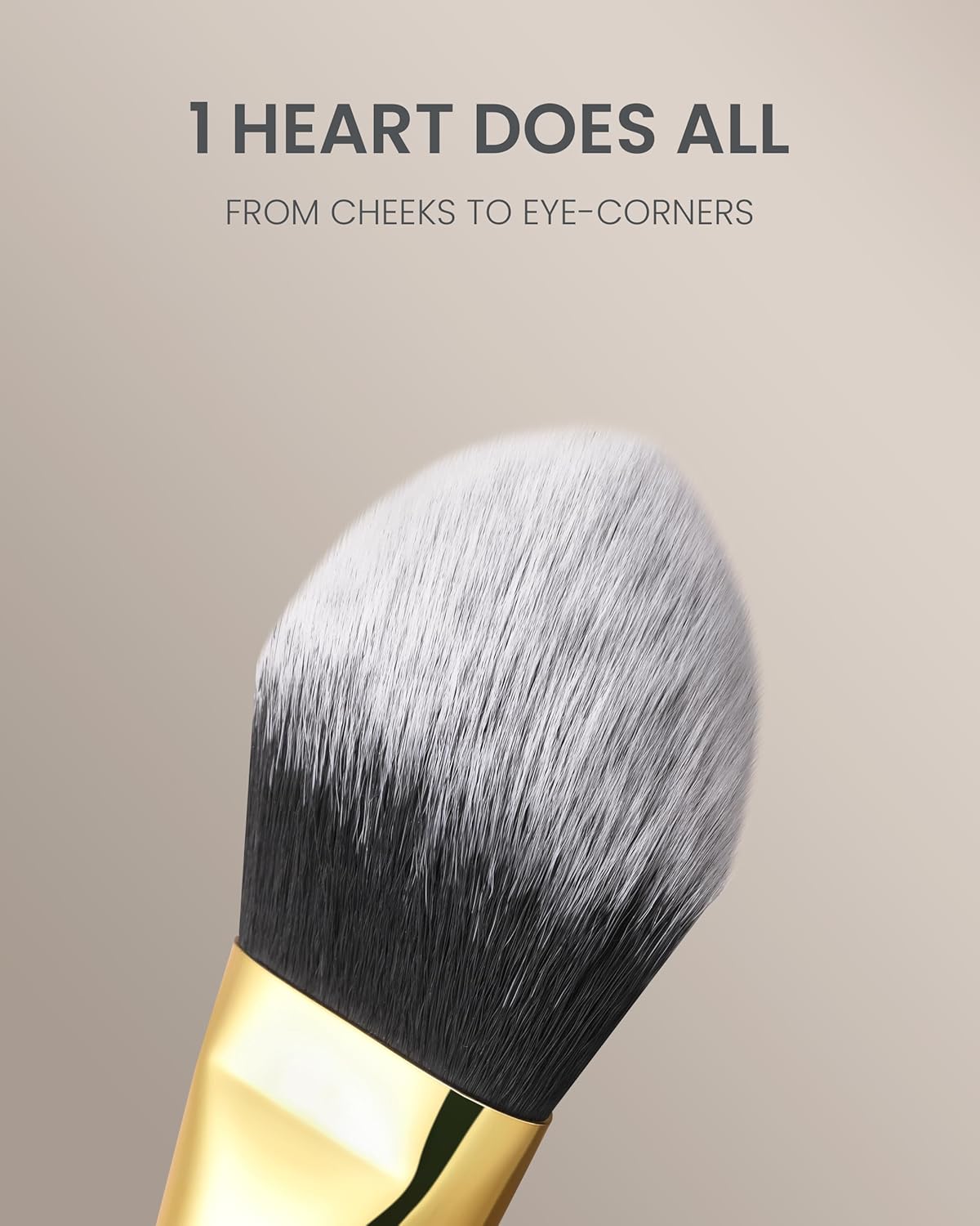 Desert Oak Series BloomFluff Powder Brush - 45mm Giant Heart-Shaped Face Brush for Setting Powder & Bronzer, Luxury Bubinga Handle (CM 196)