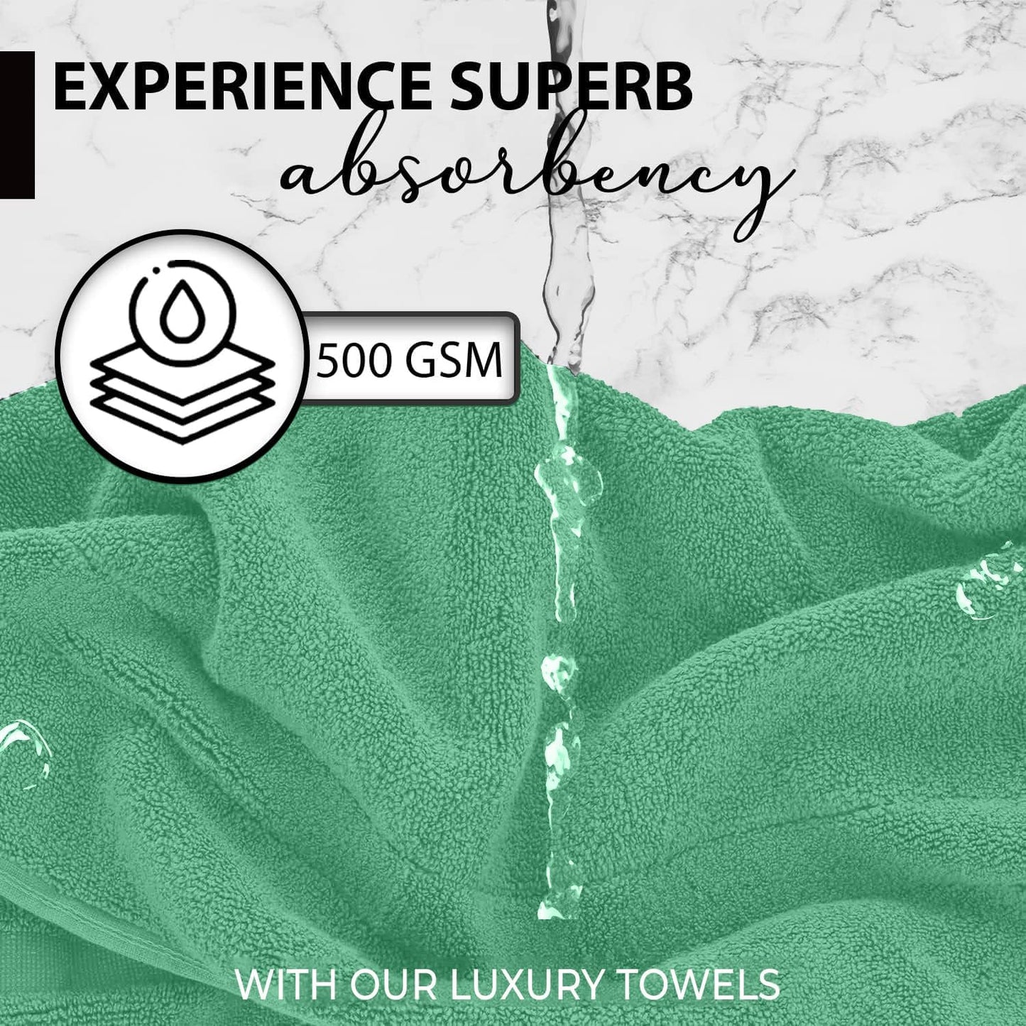 100% Cotton Bath Towels, 24x48 Pack of 6 Towels, Quick Dry, Highly Absorbent, Soft Feel Towel, Gym, Spa, Bathroom, Shower, Pool, Luxury Soft Towels (Light Green, 24x48-6 Pack)