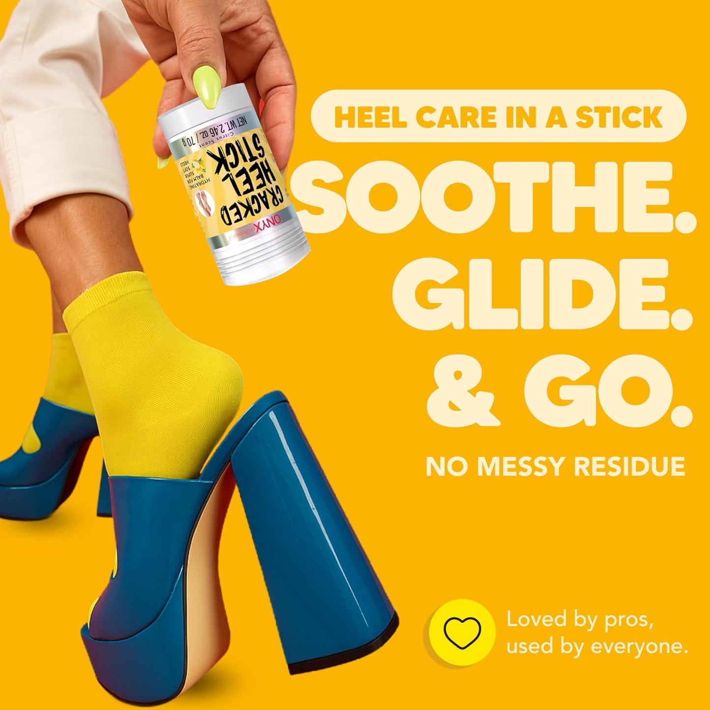 Onyx Professional Cracked Heel Repair Balm Stick, Citrus Scent, 1 Pack - Dry Heels Dry Cracked Feet Treatment, Moisturizing Heel Balm Rolls On, No Mess Like Foot Cream or Foot Lotion