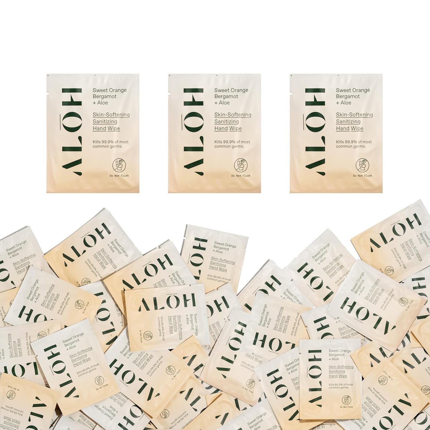 ALŌH Skin - Softening Sanitizing Hand Wipes – Sweet Orange Bergamot - 1 Box of 500ct Individually Wrapped Wipes