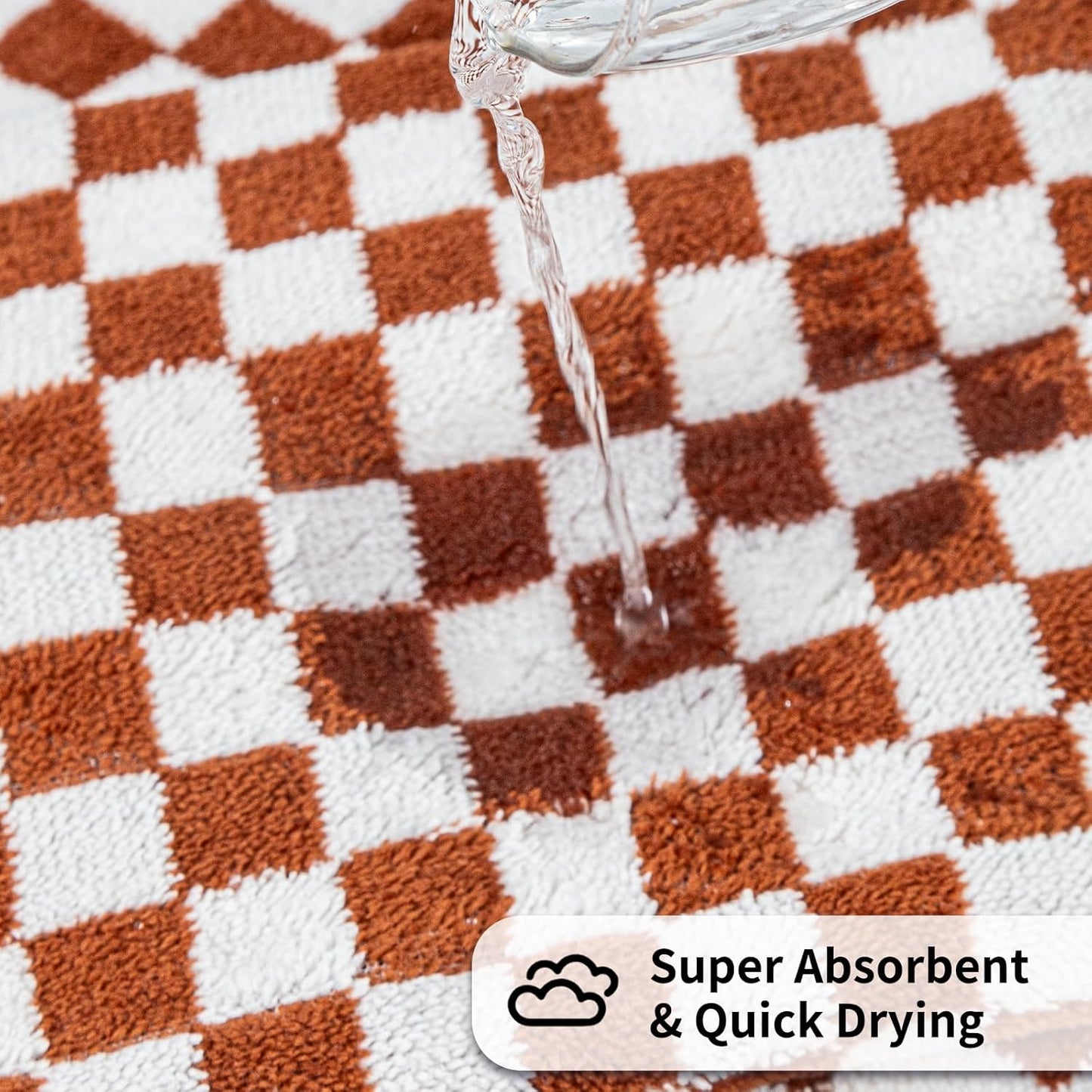 Checkered Bath Towels Set of 6 Large, Microfiber Shower Towels * 2 (55.12"*27.56"), Hand Towels * 4 (29.52"*13.77"),Towels for Bathroom、Pool、Hotel, Spa, Soft Absorbent Quick-Dry（Red