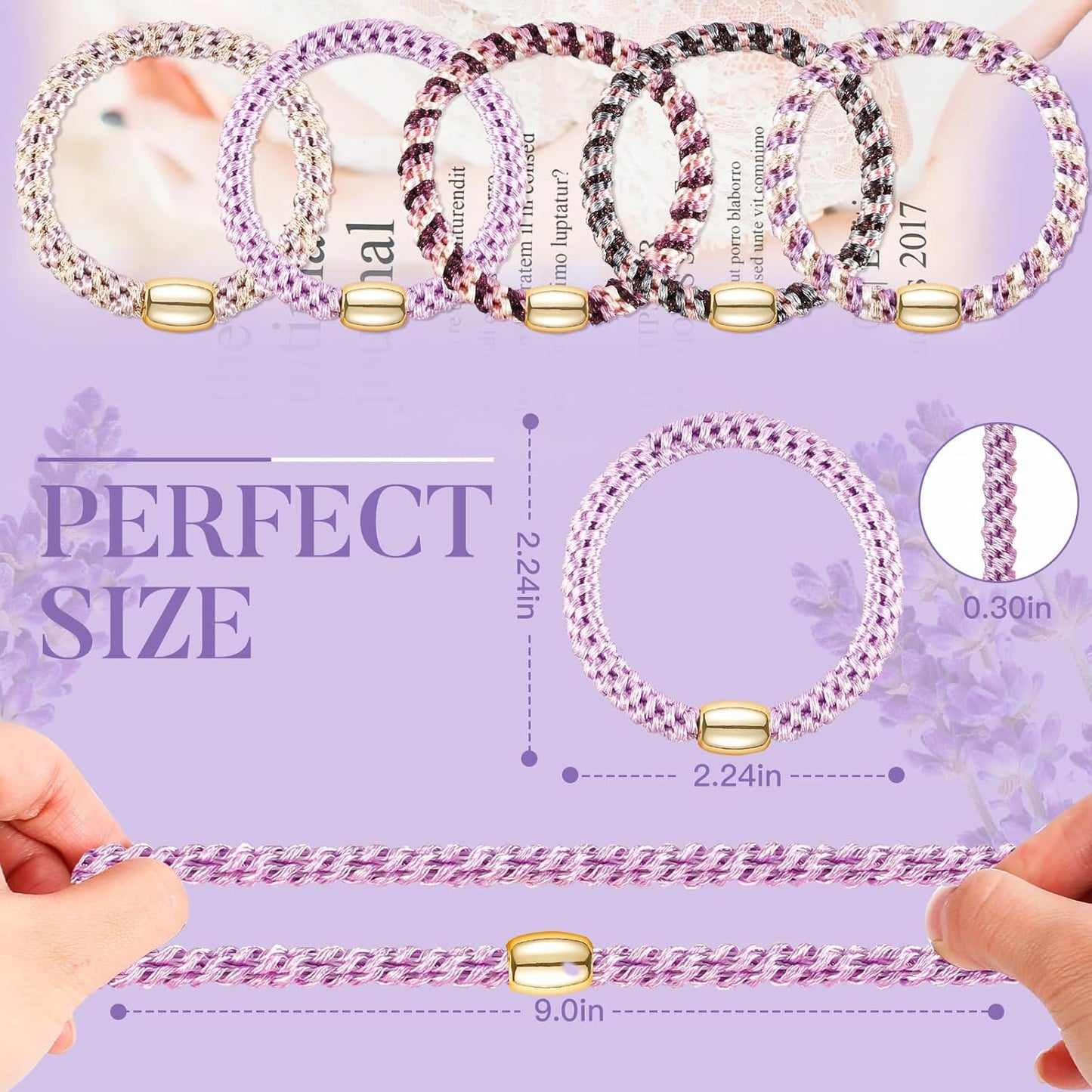 Hair Ties No Damage - 10PCS Ponytail Holders - Elastic Hair Ties for Thick Hair - Braided Hair Bands for Women Girls's Hair - Violet
