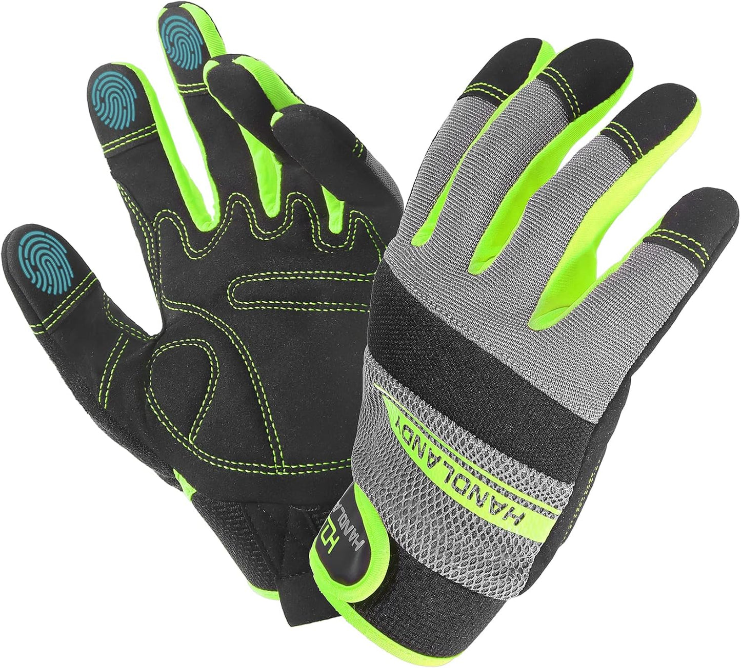 HANDLANDY Work Gloves for Men & Women, Utility Mechanic Working Gloves Touch Screen, Flexible Yard Work Gloves
