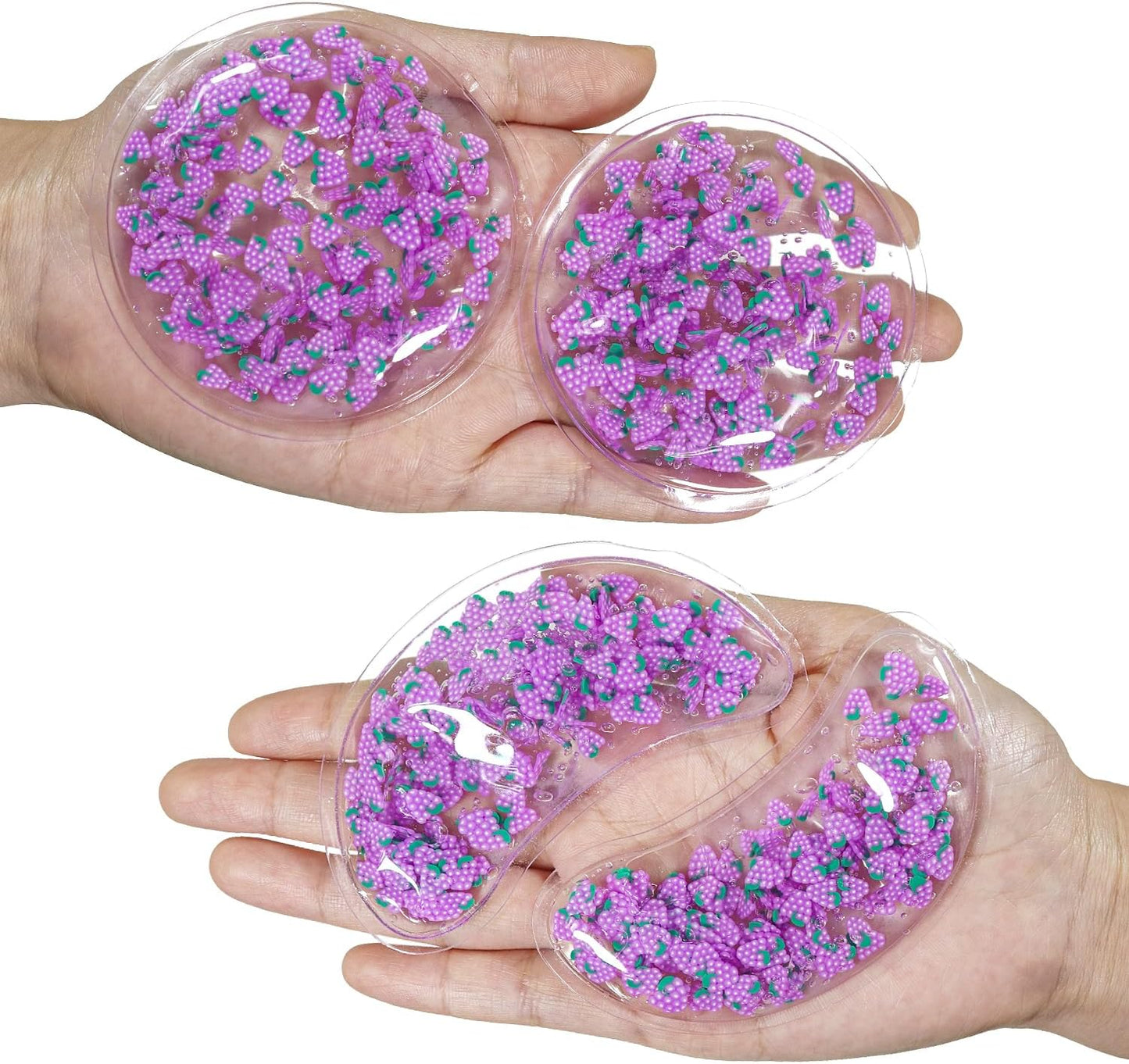 4PCS Gel Eye Ice Pack Set, Cold & Hot Compress, Reusable Cooling Gel Pads for Strain Relief, Relaxation, SPA and Sleep (4 Grapes)