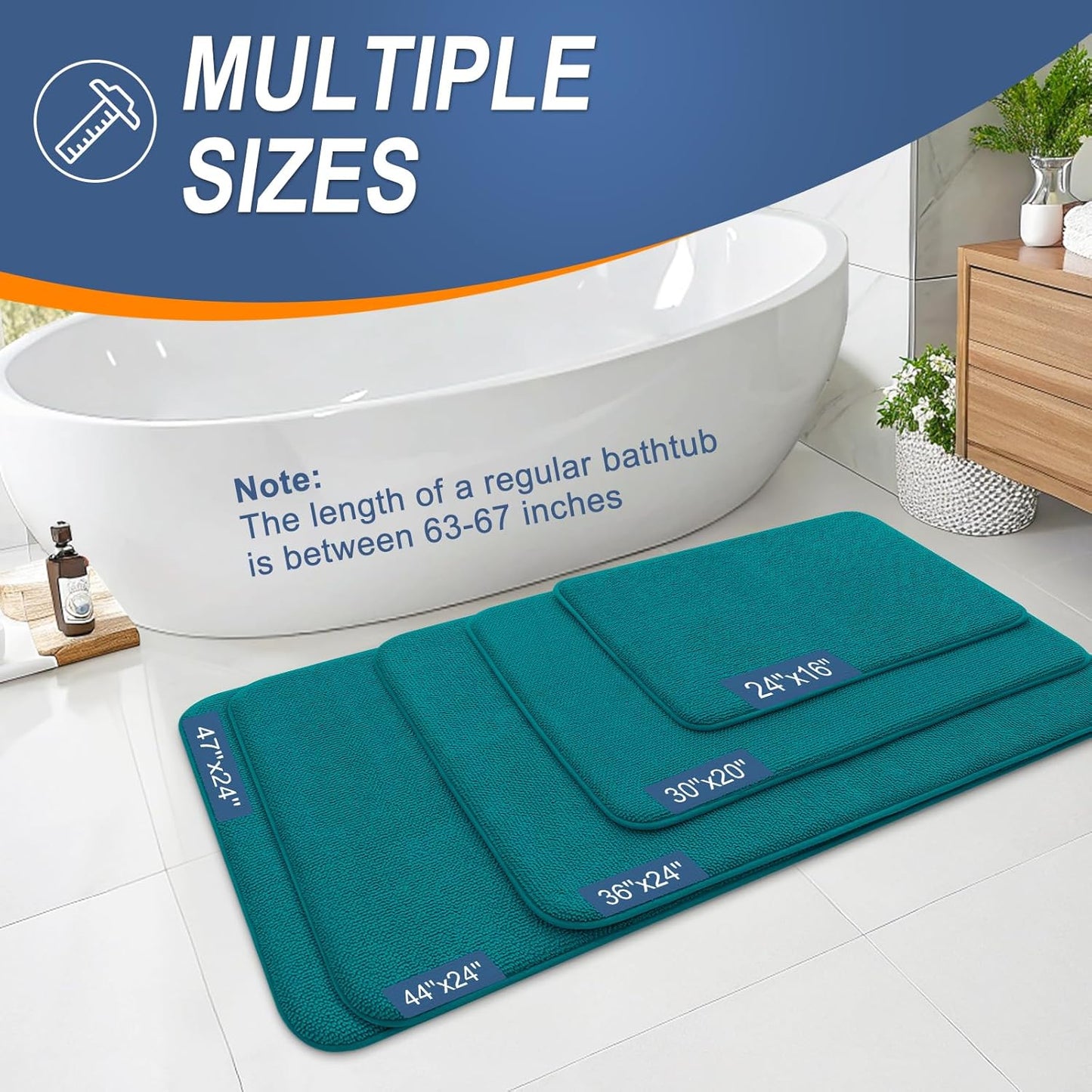 OLANLY Thick Memory Foam Bath Mat Rug 30x20, Extra Soft Absorbent Bathroom Rug, Quick Dry Bath Mats, Non-Slip, Machine Washable Carpet for Bathroom, Tub and Shower, Home Decor Accessories, Deep Lake