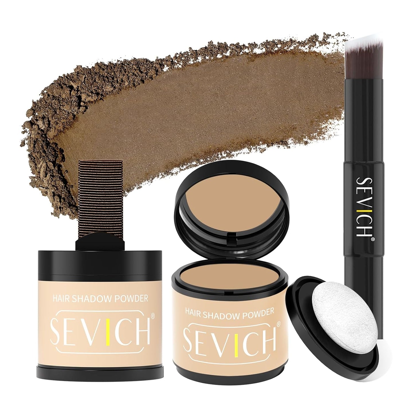 Sevich Hairline Powder 10g 2-Pack with Brush, Instantly Conceals Hair Loss & Thinning, 48H Waterproof Root Touch Up Powder, Natural Hair Shadow Toppers for Women & Men, 2 Box = 5 Boxes,Light Brown