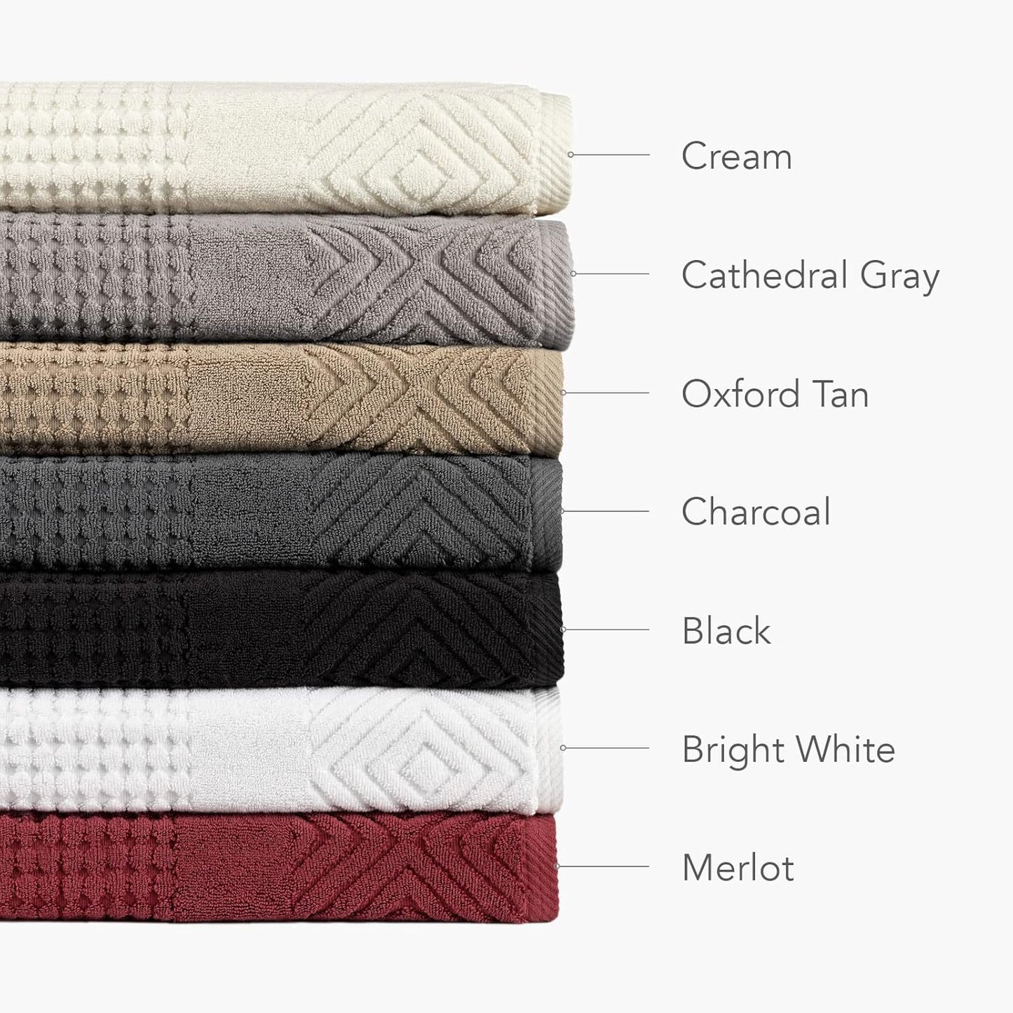 Texere 100% Organic Cotton 700 GSM Luxury Bath Towel Sets - Ultra Soft Hotel and Spa Quality, 2 Large Bath Towels, 2 Hand Towels, 2 Washcloths (Diamond, Merlot, 6 Piece)