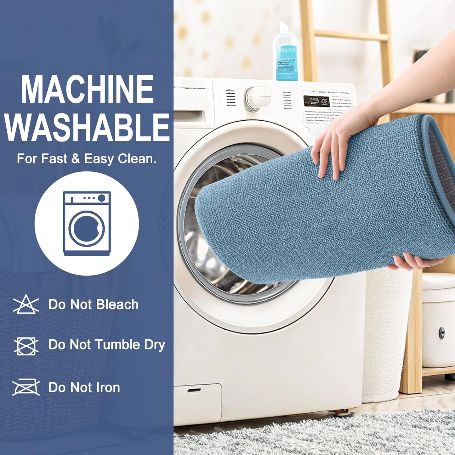 OLANLY Thick Memory Foam Bath Mat Rug 30x20, Extra Soft Absorbent Bathroom Rug, Quick Dry Bath Mats, Non-Slip, Machine Washable Carpet for Bathroom, Tub and Shower, Home Decor Accessories, Airy Blue