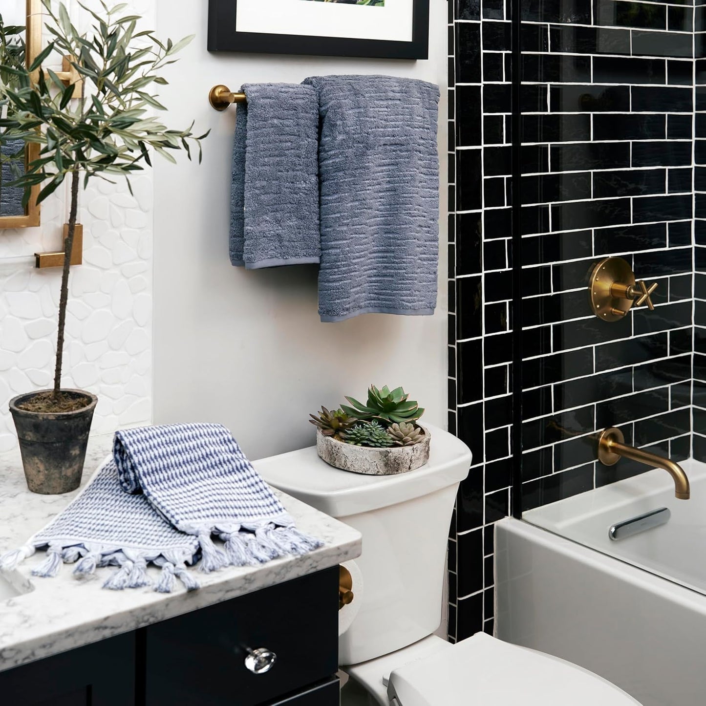 SKL Home CloudSoft Cotton Luxury 4 Pc Bath Towel Set, Smoke Blue