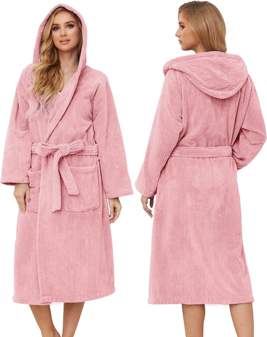 Hooded Bathrobes for Women, Soft Long Towel Robes for Women - Quick Dry yet Warm
