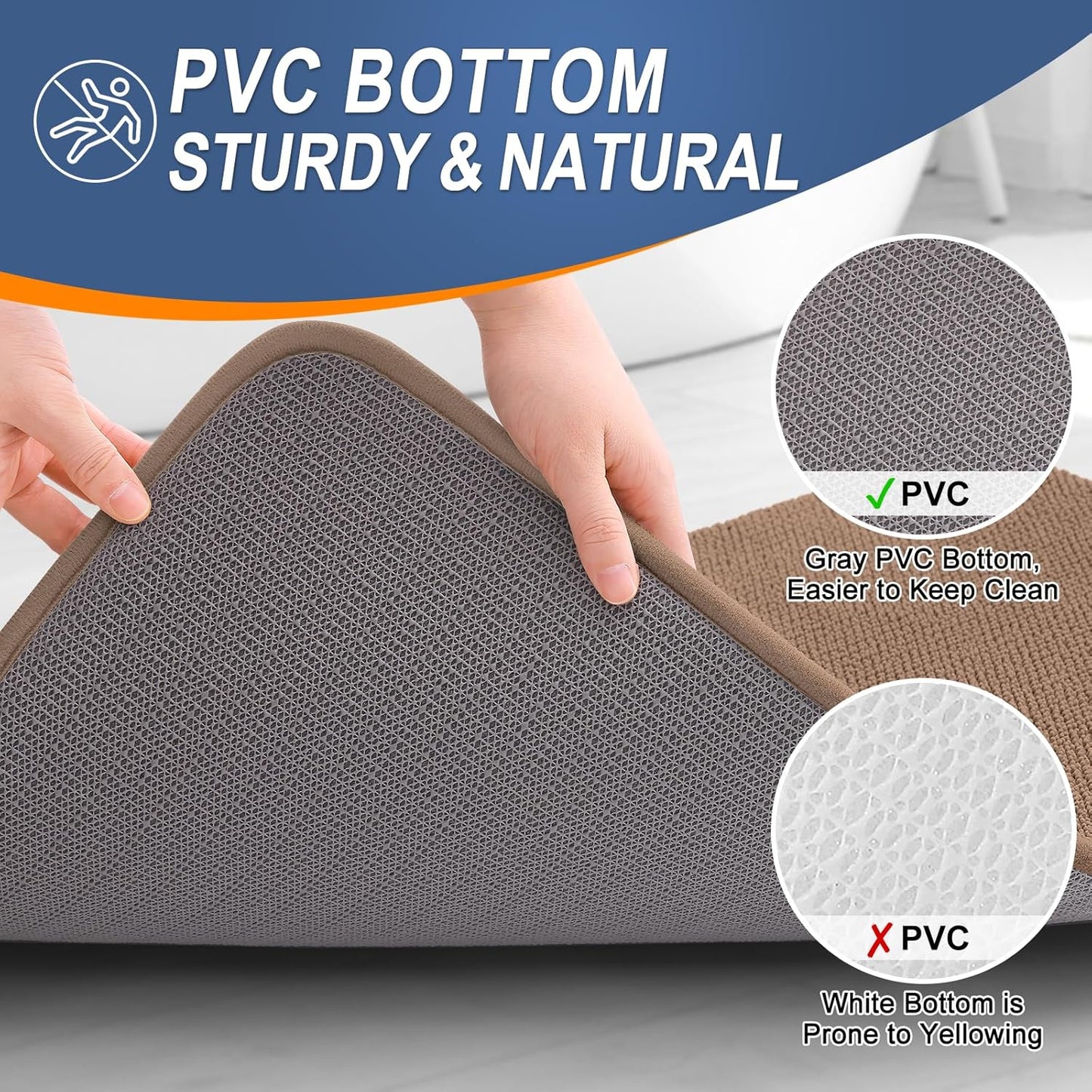 OLANLY Thick Memory Foam Bath Mat Rug 36x24, Extra Soft Absorbent Bathroom Rug, Quick Dry Bath Mats, Non-Slip, Machine Washable Carpet for Bathroom, Tub and Shower, Home Decor Accessories, Mocha