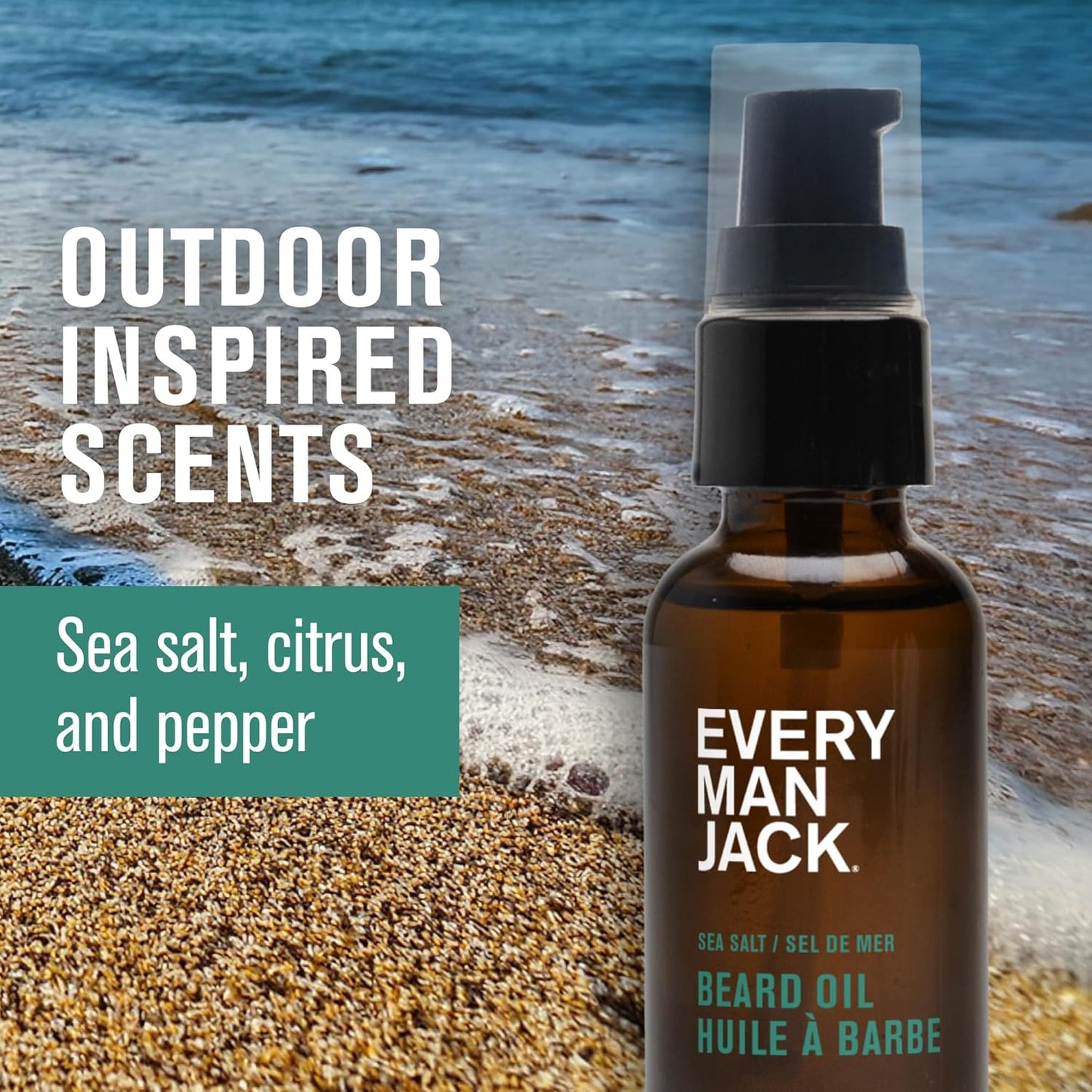 Every Man Jack Men's Beard Oil - Sea Salt Fragrance - Deeply Moisturizes and Softens Your Beard and Adds a Natural Shine - Naturally Derived with Shea Butter and Argan Oil - 1 fl oz