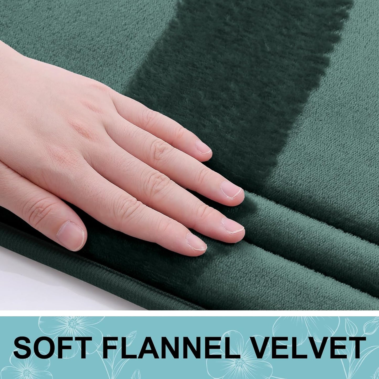 Grandaily Memory Foam Bath Mat Rug 30x20, Ultra Soft, Non-Slip and Absorbent Bathroom Rugs, Machine Wash Dry, Comfortable Bath Carpet for Bathroom Floor, Tub and Shower, Dark Green