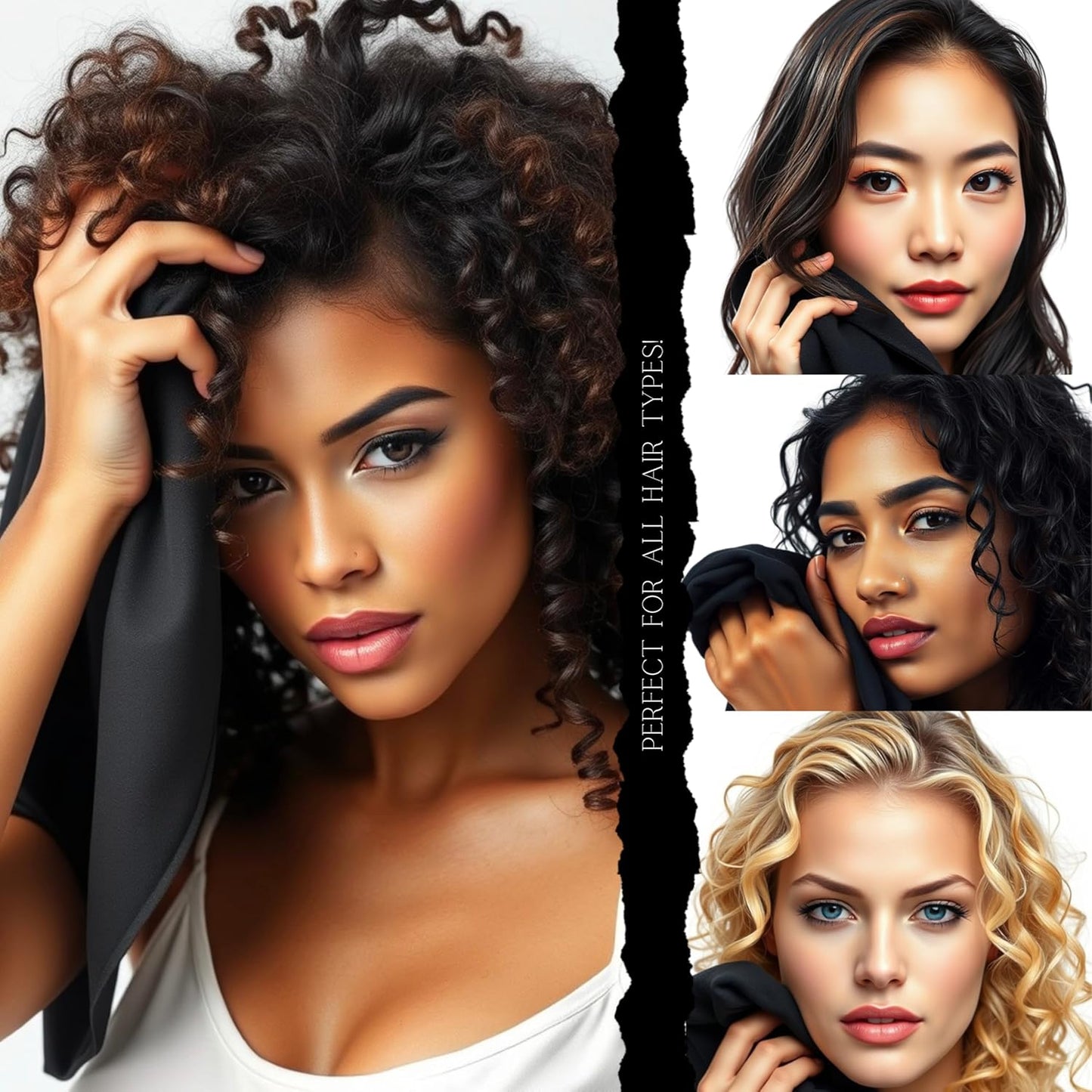 Micro Plop Curl Towels - Smooth Microfiber Scrunch Hair Towels - Set of 5 - Reduce Frizz - Quick Drying - Suitable for Curly, Coily, Wavy, Straight Hair Types