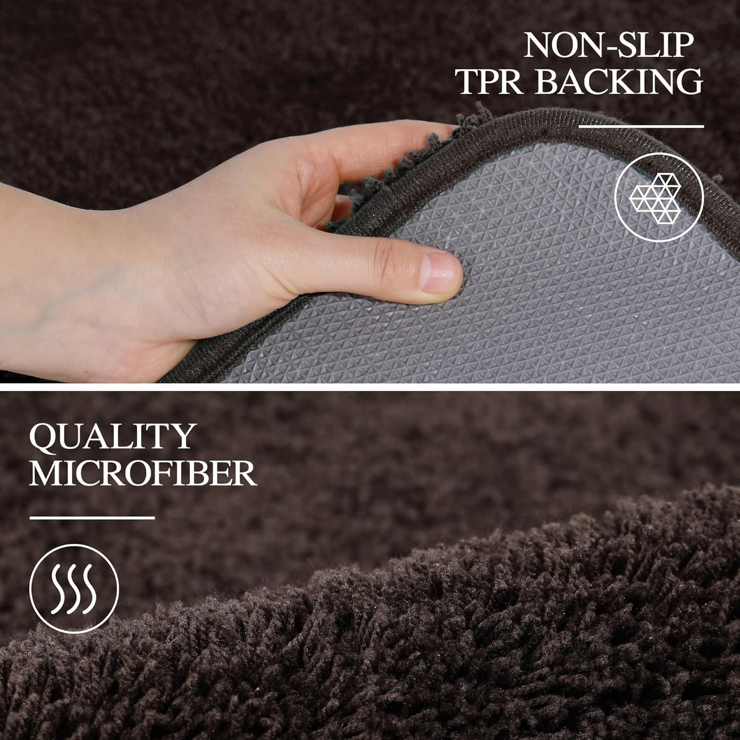 Walensee Large Bathroom Rug (24 x 48, Brown) Extra Soft and Absorbent Shaggy Bath Mat, Machine Washable Microfiber, Non Slip Luxury Floor Mat