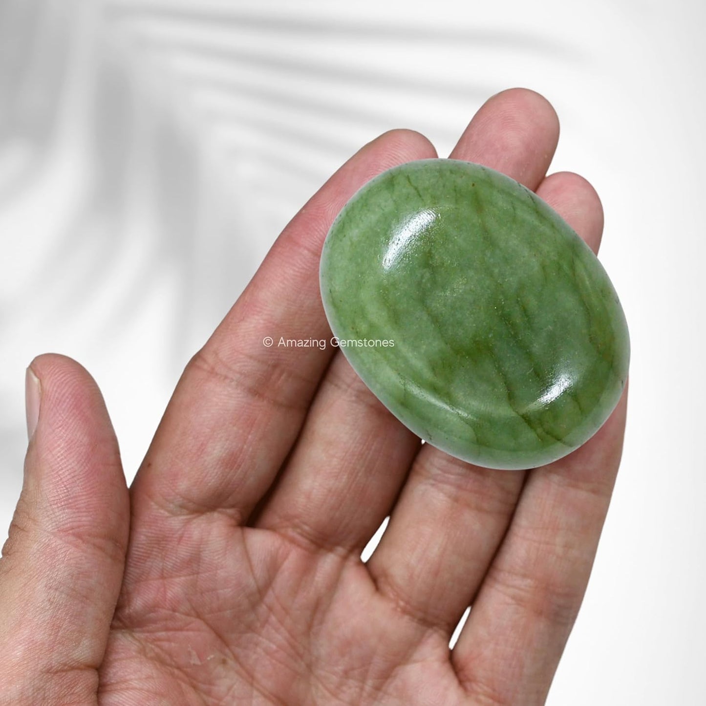 Amazing Gemstone Green Aventurine Crystals and Healing Stones - Large Palm Stone Crystals Piedra - Crystal for Good Luck, Positive Energy, Meditation - Unique Stocking Stuffers, Gifts for Women, Men