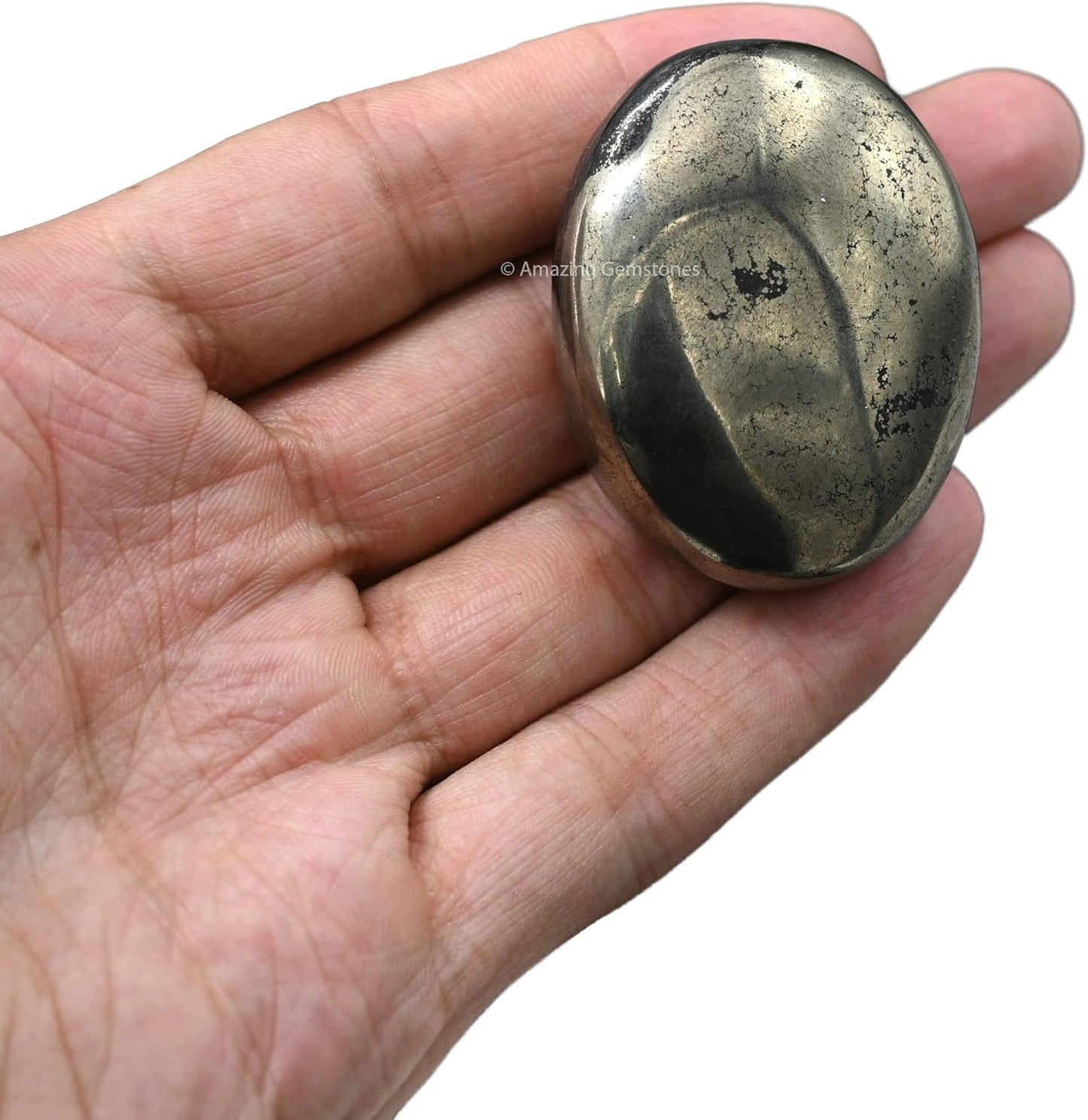 Amazing Gemstone Pyrite Crystals and Healing Stones - Large Palm Stone Crystals Piedra, Crystal for Good Luck, Positive Energy, Meditation - Unique Stocking Stuffers and Birthday Gifts for Women, Men