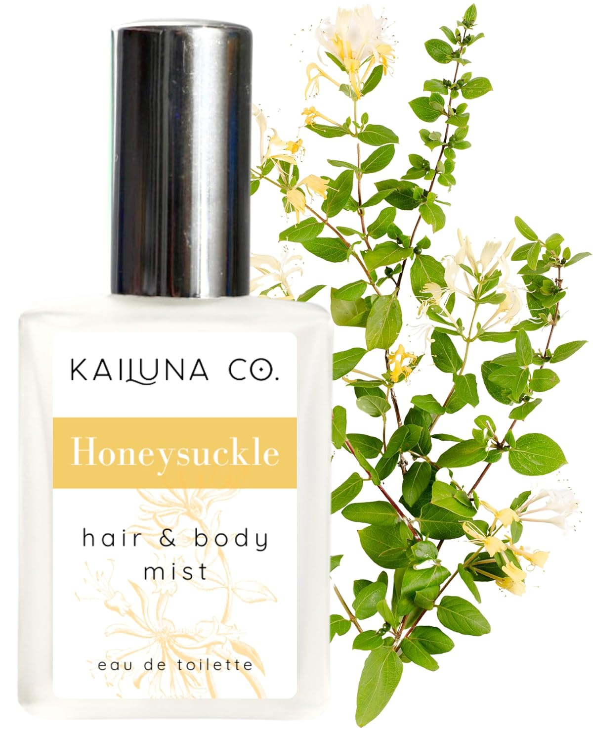 Honeysuckle Natural Hair & Body Mist Spray, Pure Essential and Fragrance Oils, Alcohol-Free, Handmade in California, 0.5Fl Oz