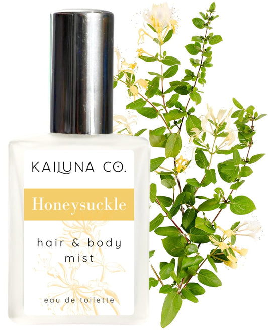 Honeysuckle Natural Hair & Body Mist Spray, Pure Essential and Fragrance Oils, Alcohol-Free, Handmade in California, 0.5Fl Oz